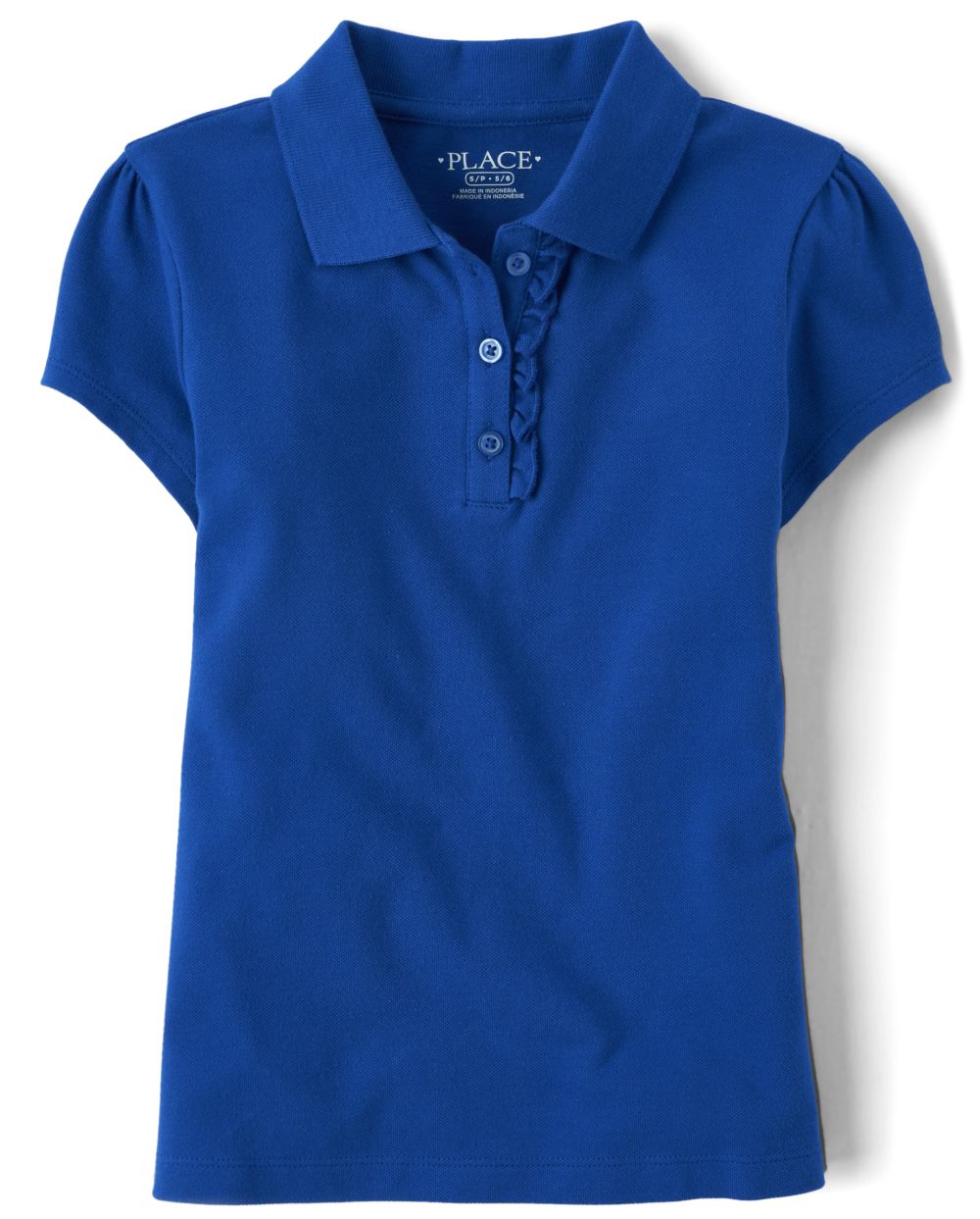 s Uniform Ruffle Pique Polo - Blue - The Children's Place