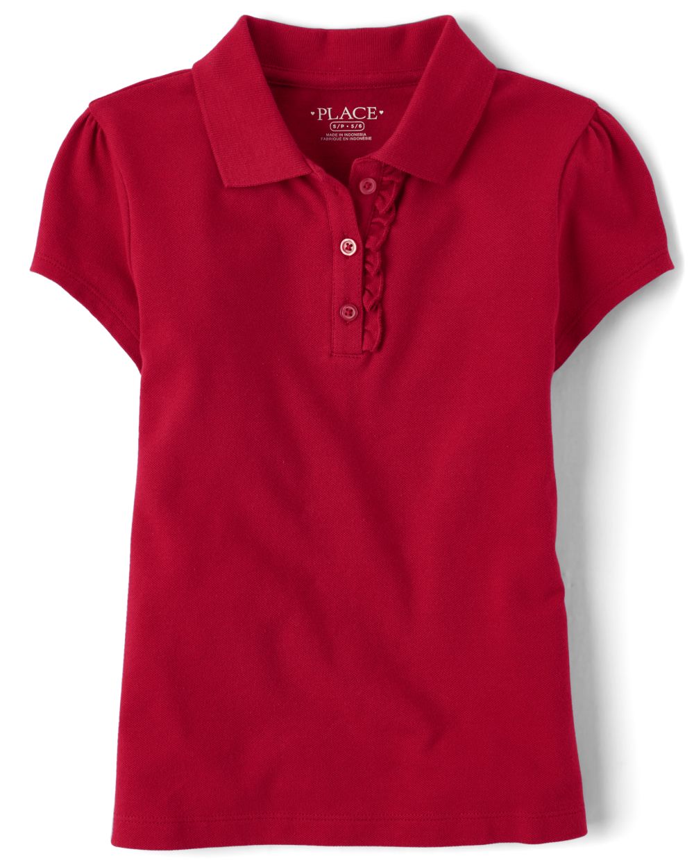 s Uniform Ruffle Pique Polo - Red - The Children's Place