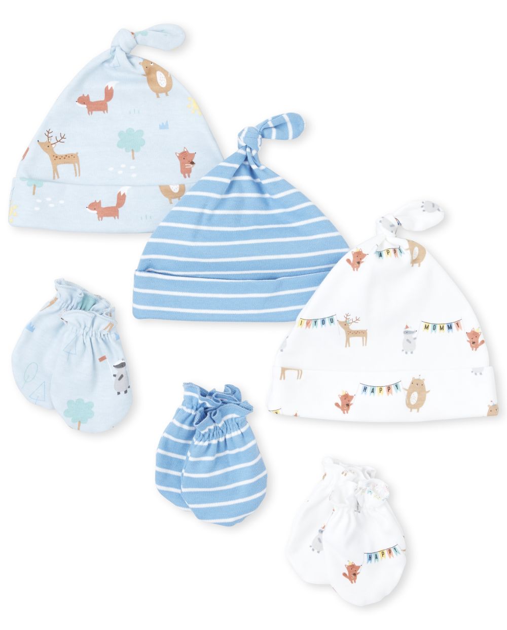 Newborn Baby Boys Happy Bear Knotted Hat And Mittens 6-Piece Set - Blue - The Children's Place
Newborn Baby Boys Happy Bear Knotted Hat And Mittens 6-Piece Set - Blue - The Children's Place