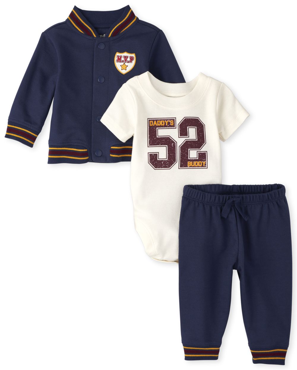 Newborn Baby Boys Varsity 3-Piece Playwear Set - Blue - The Children's Place