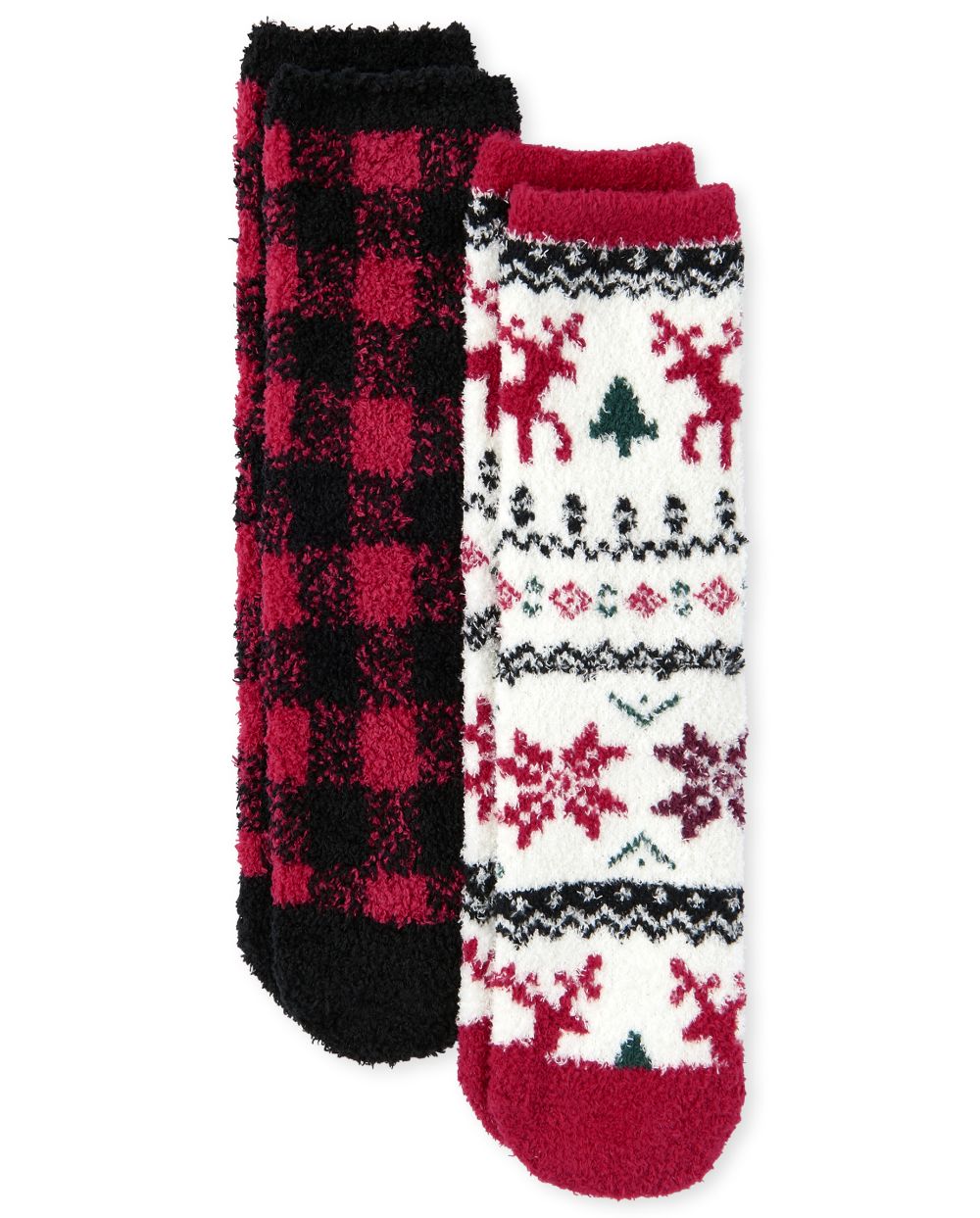 s Unisex Kids Buffalo Plaid Cozy Socks 2-Pack - Multi - The Children's Place
