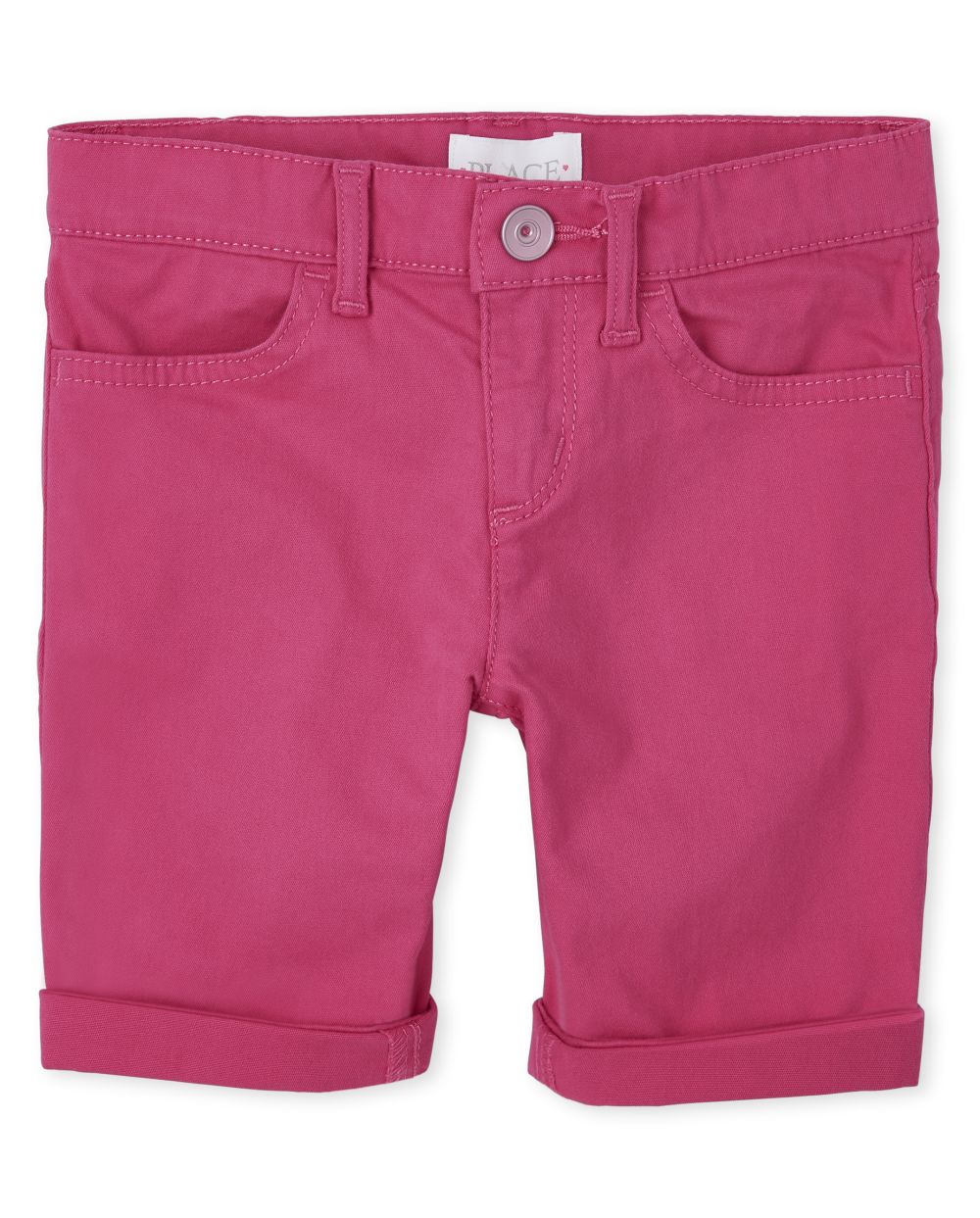 s Roll Cuff Twill Skimmer Shorts - Pink - The Children's Place