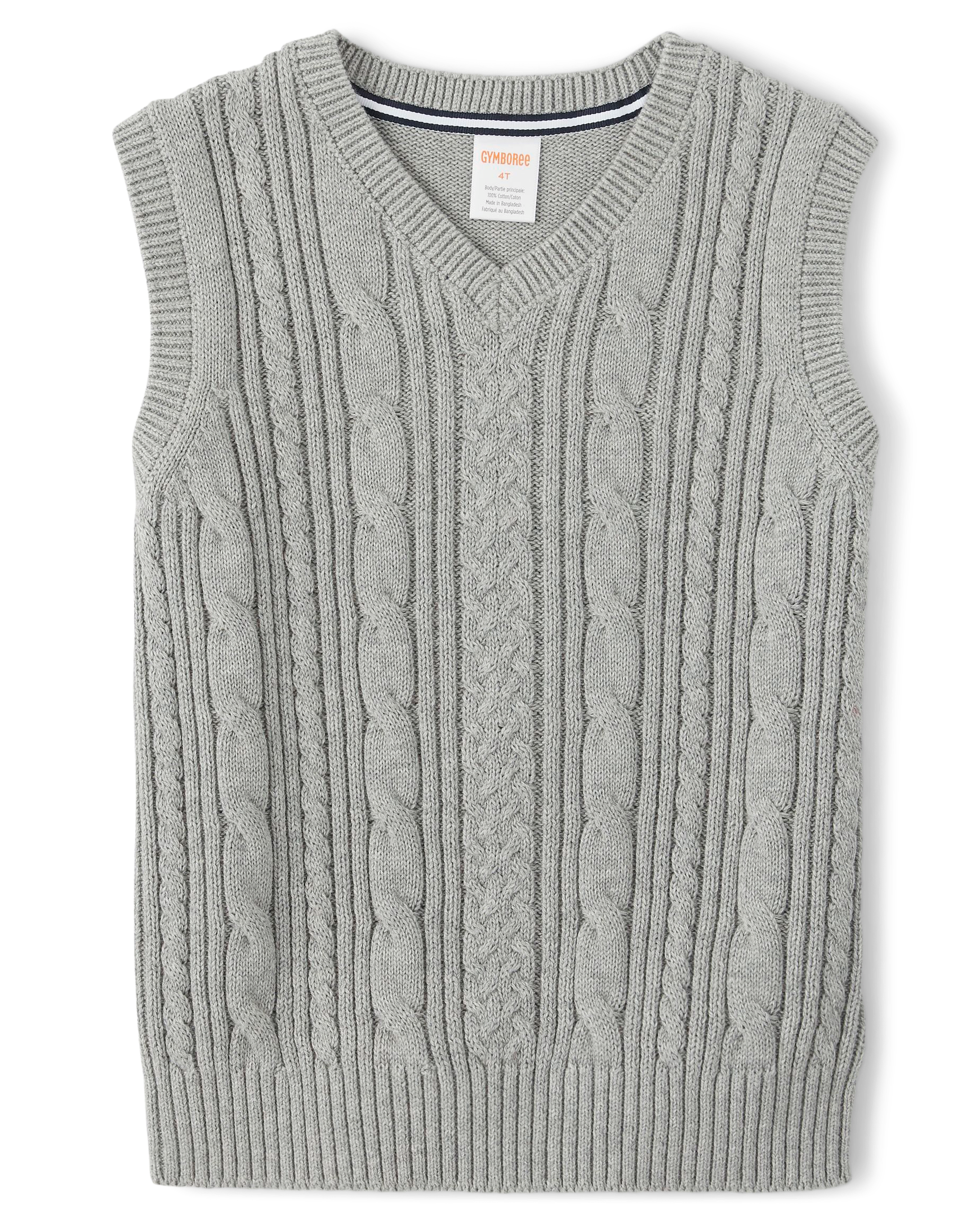 トップス UNIFORM EXPERIMENT COTTON CABL KNIT VEST Boys Sleeveless Cable Knit Sweater Vest - Uniform - GRAY | Gymboree