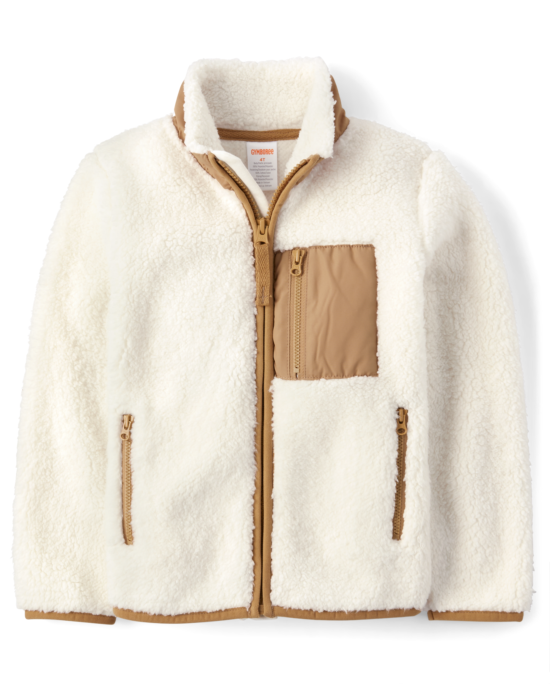 Boys Long Sleeve Sherpa Jacket - Little Essentials - WHITE | Gymboree