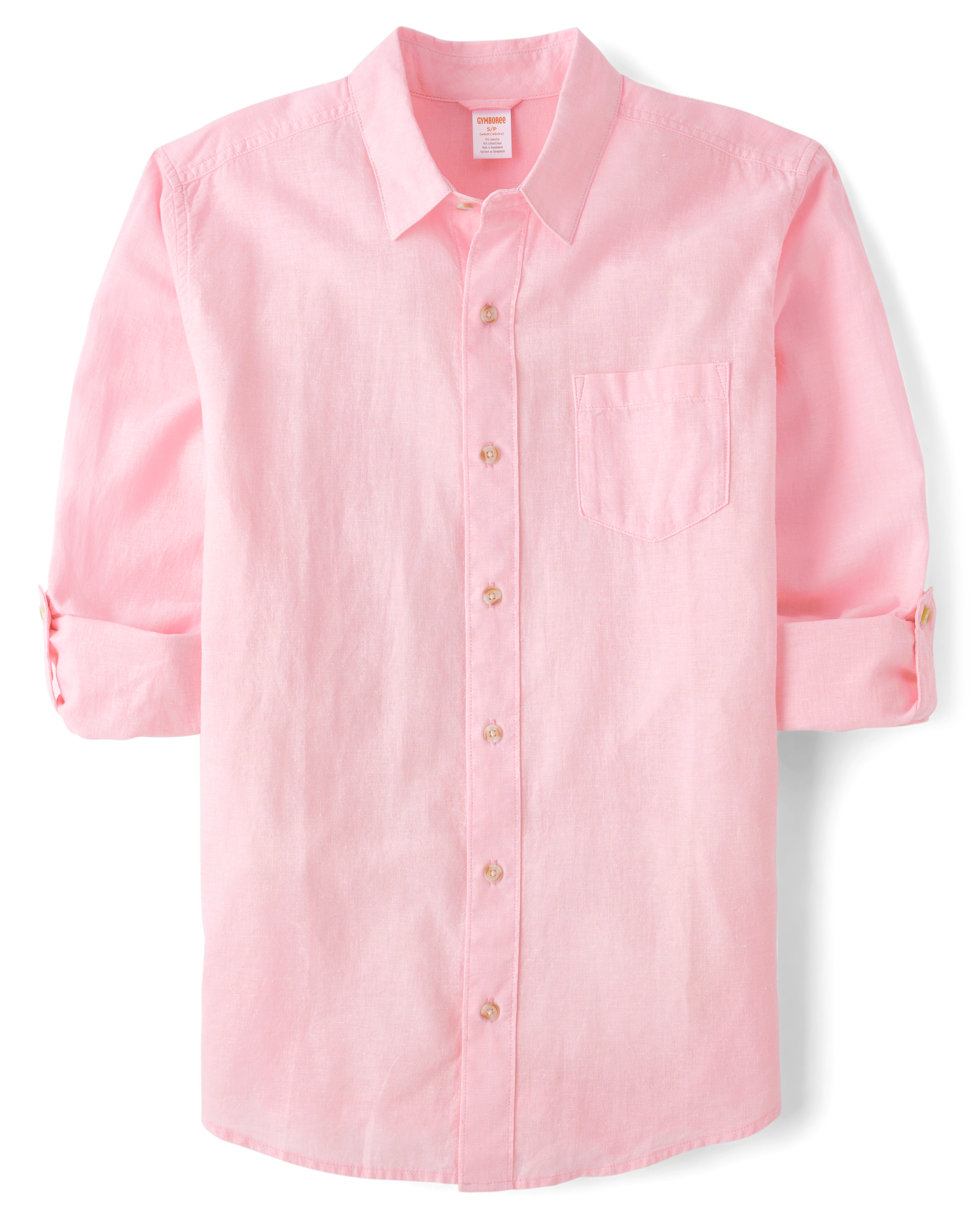 Gymboree | Mens | Dad and Me Linen-Blend Button Up Shirt in Pink | Size XL | Cotton