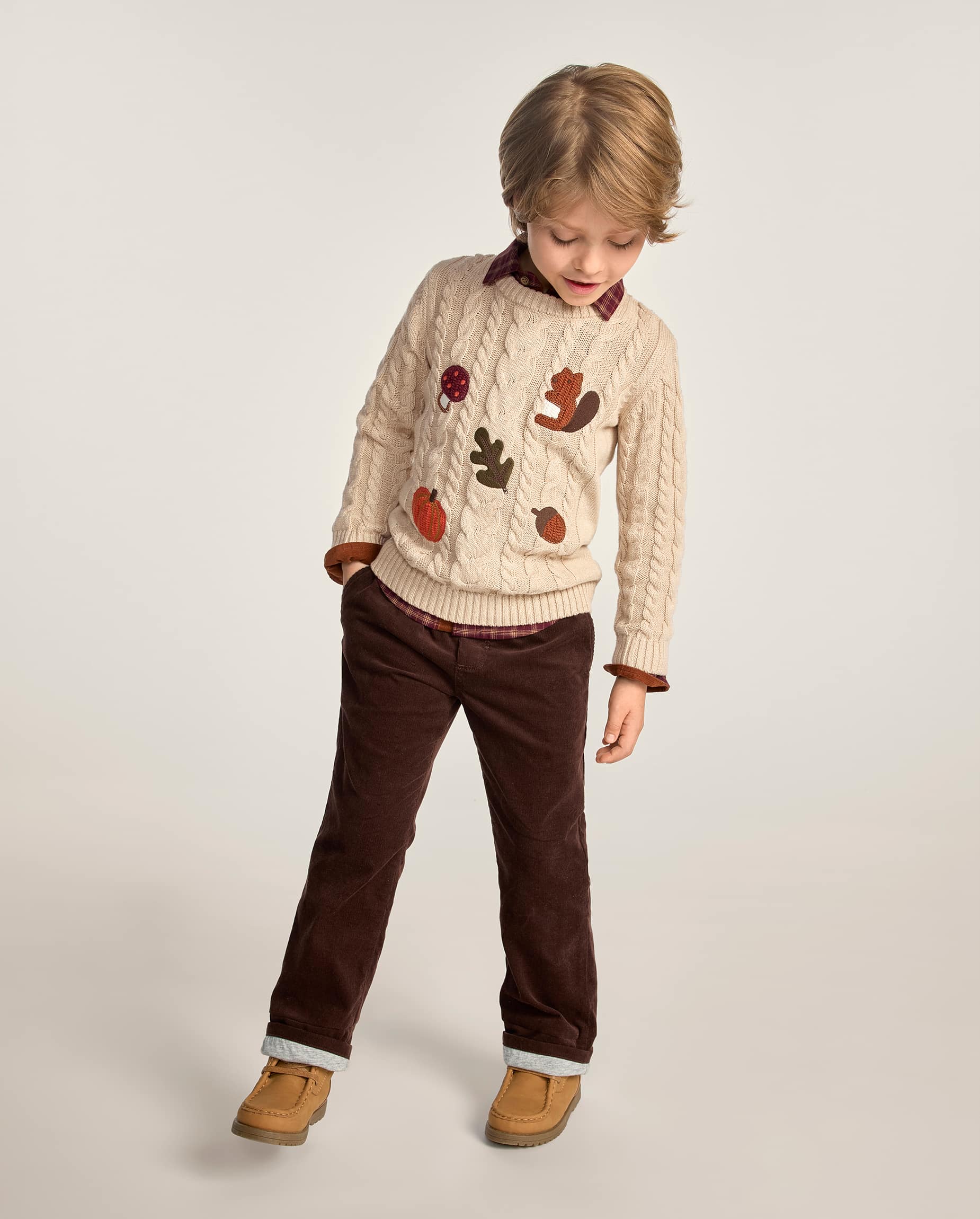 Pantaloni Gymboree Boys Pull On Jersey Foderati - Marrone Cargo - Taglie 3-12 Anni - Foto 2