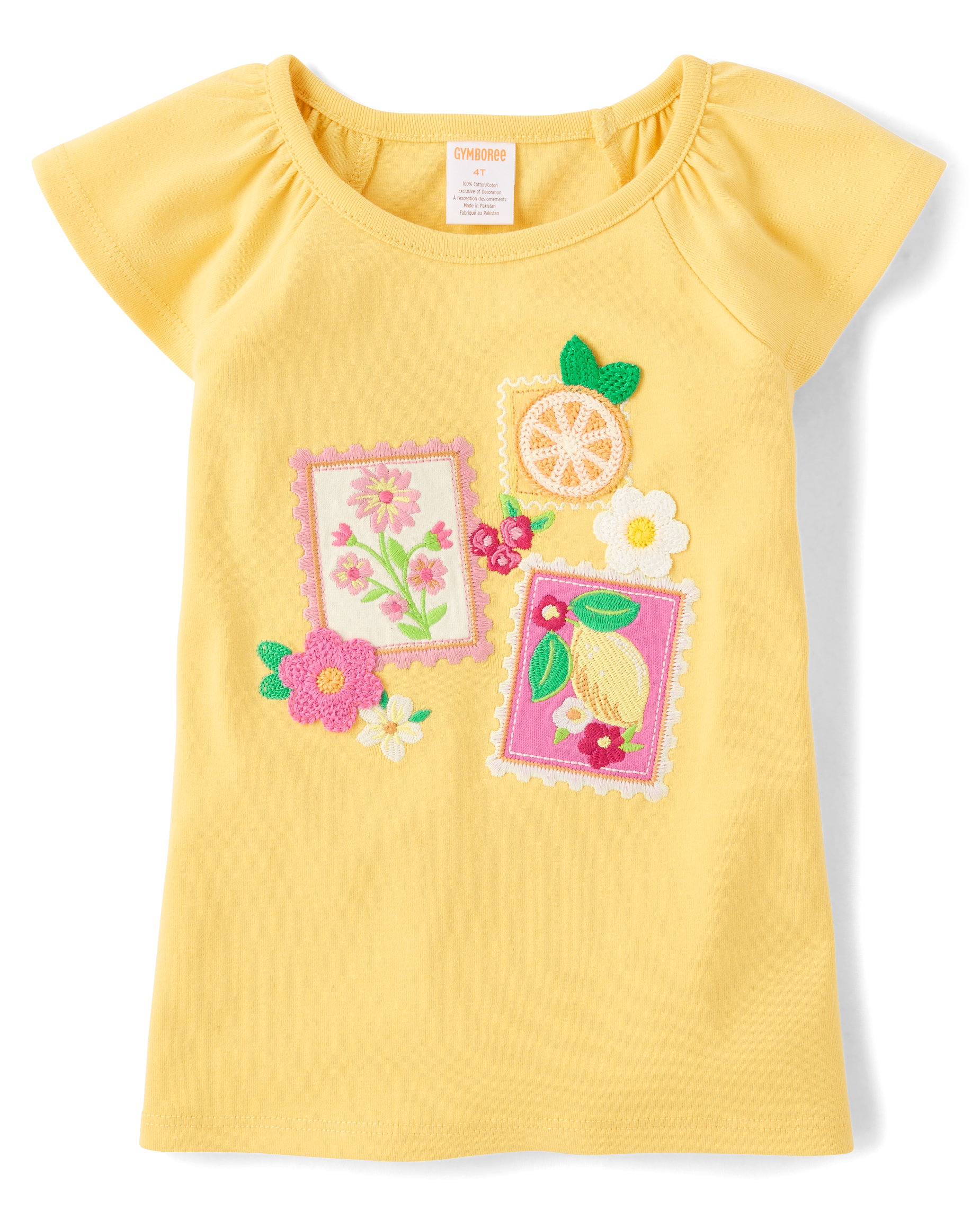 Girls Short Flutter Sleeve Embroidered Flutter Top - Amalfi Coast