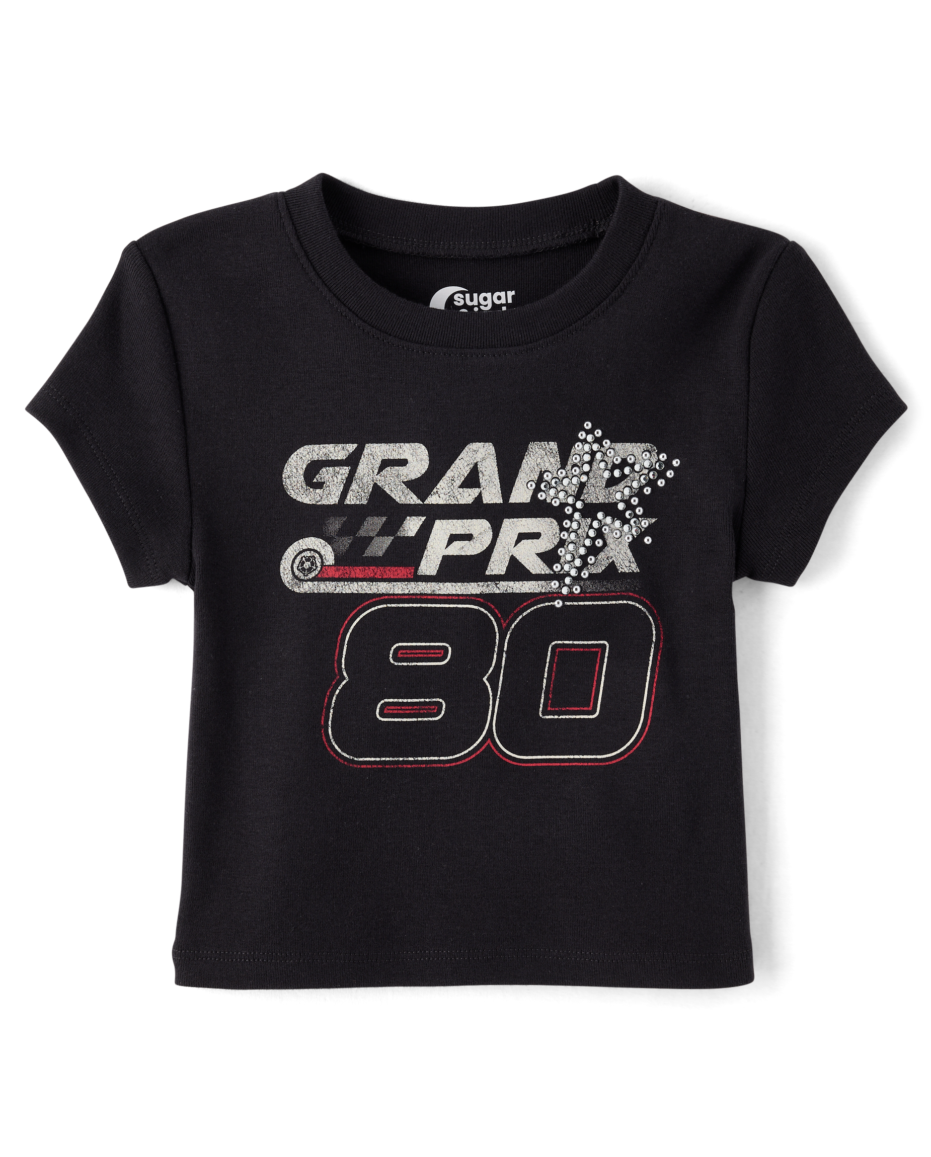 Tween Girls Short Sleeve Graphic Baby Tee - BLACK | The Children's