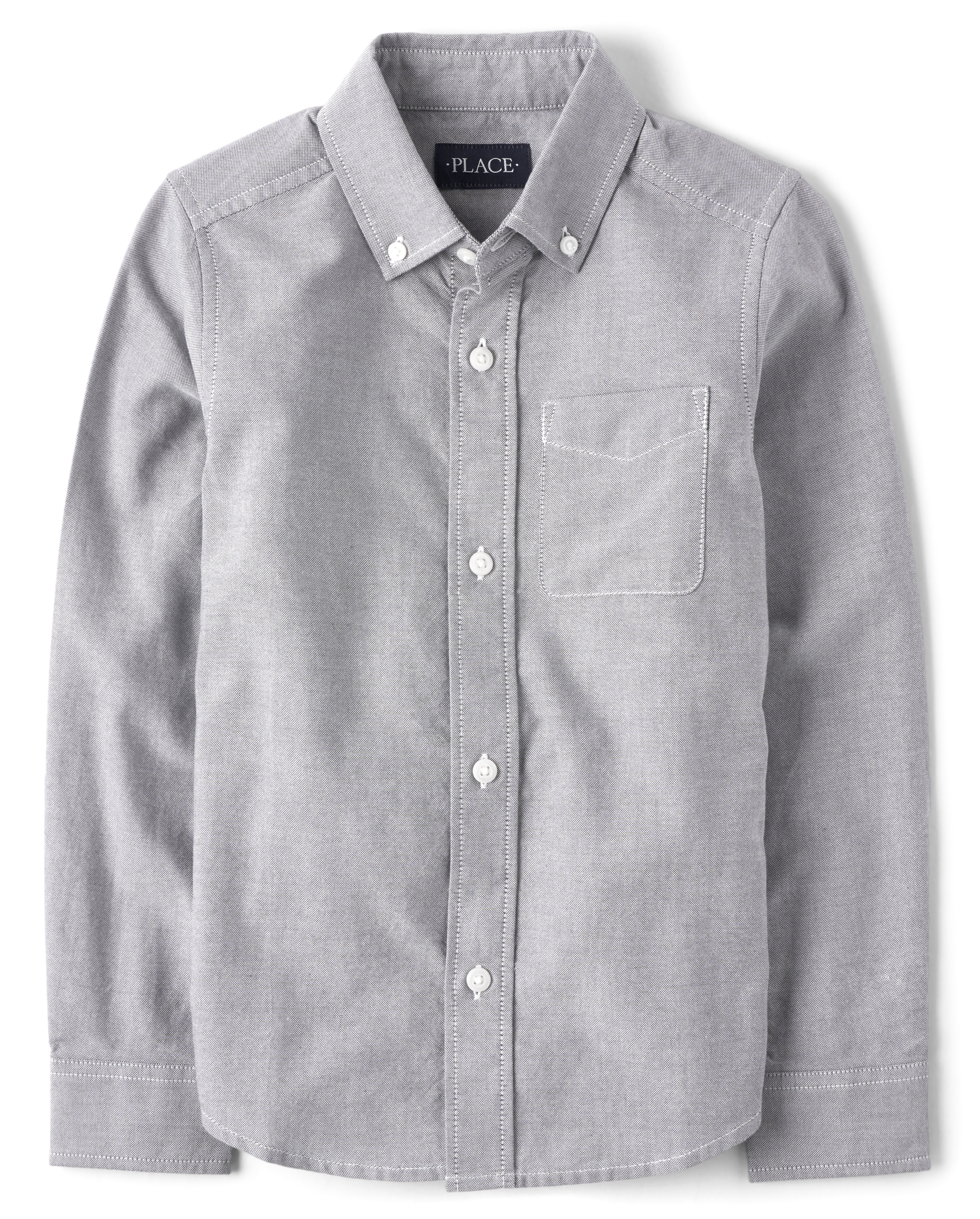 The Children's Place Boys Uniform Long Sleeve Oxford Button Down Shirt Black XXL (16)