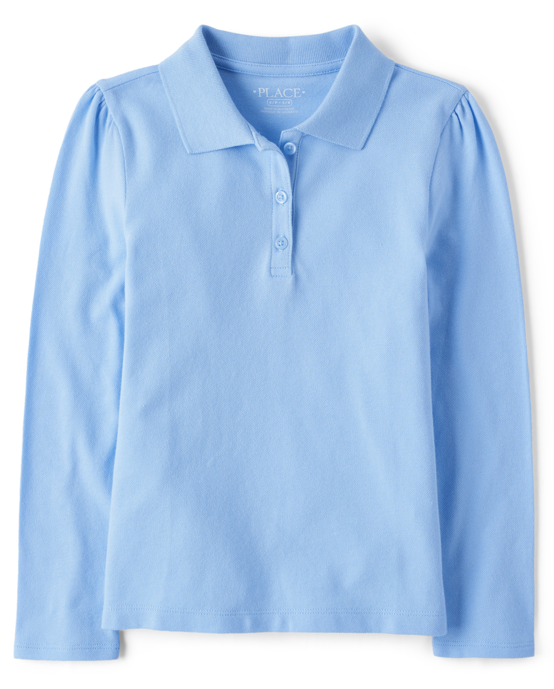 Girls Uniform Long Sleeve Pique Polo BLUE The Children's Place