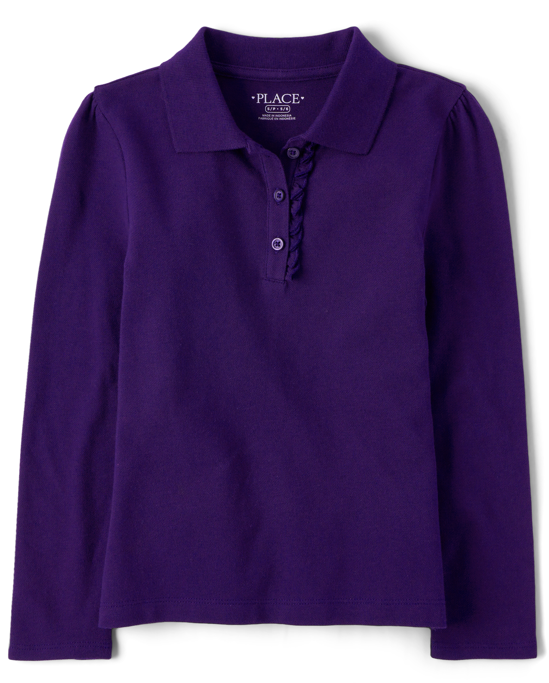 Collar Girls Purple Polo Girls Uniform Regular Long Sleeve Ruffle - Main Image