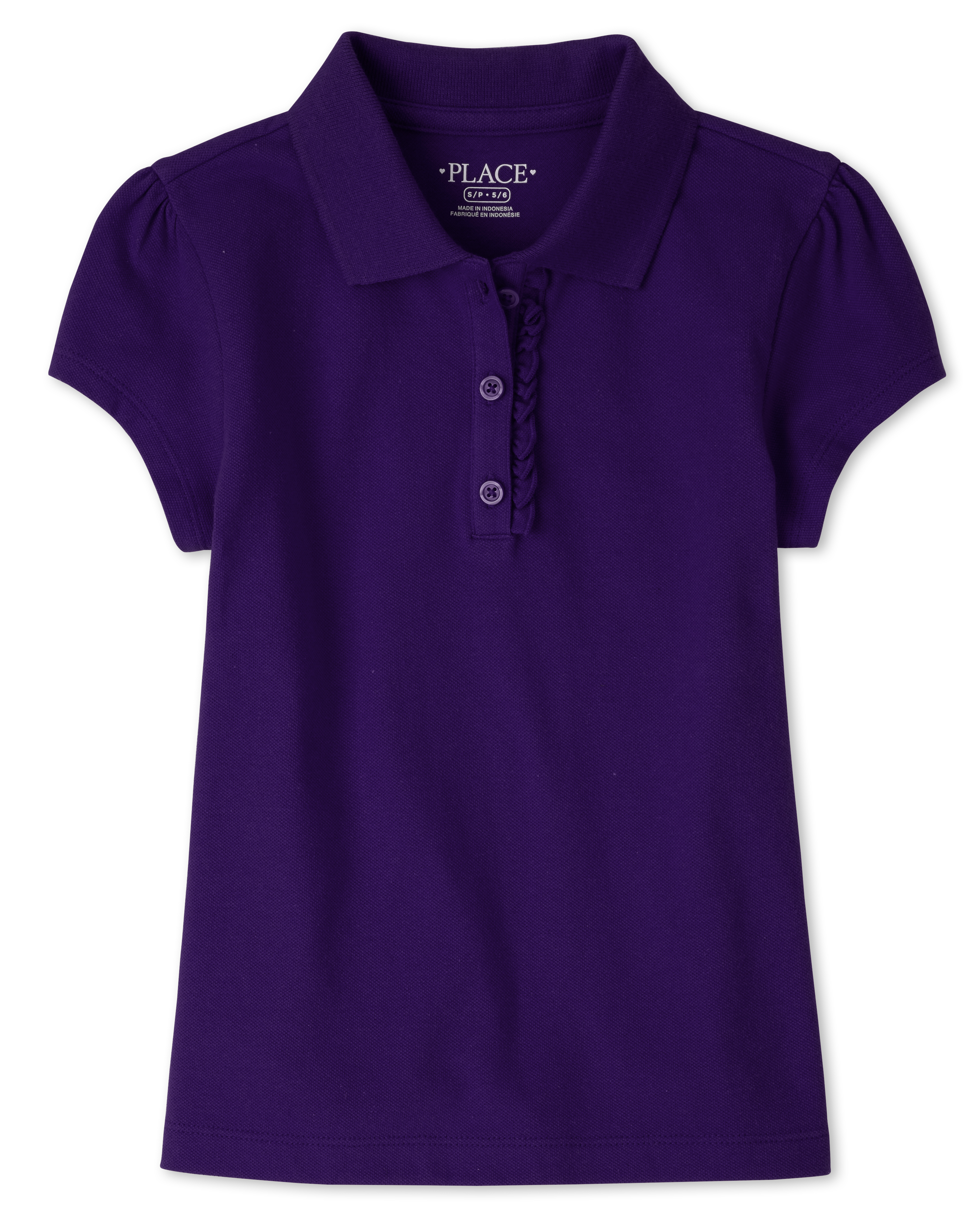 Girls Uniform Short Sleeve Ruffle Pique Polo - GRAY | The