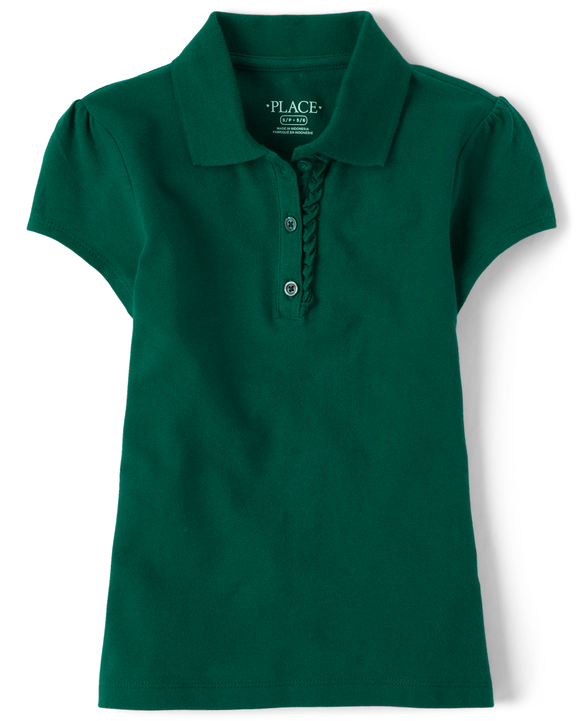 Girls Uniform Short Sleeve Ruffle Pique Polo - GRAY | The
