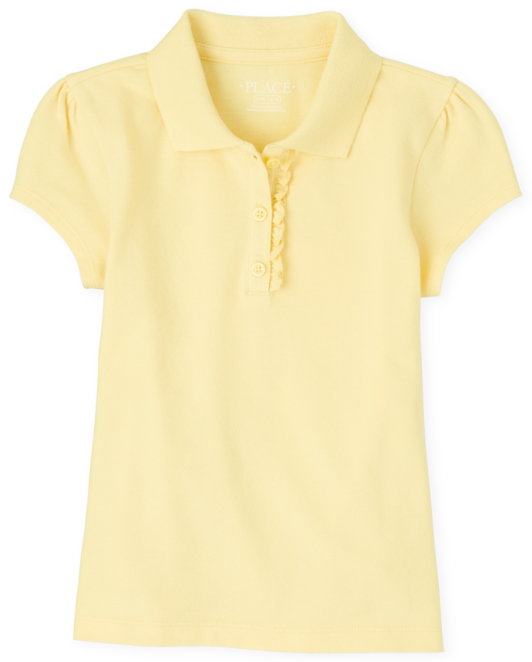 Girls Uniform Short Sleeve Ruffle Pique Polo - GRAY | The