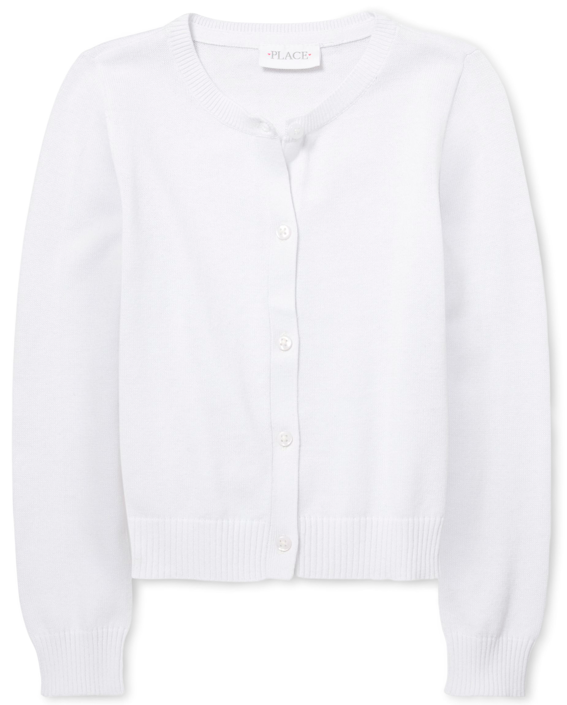 Girls Uniform Long Sleeve Cardigan WHITE The Children's Place