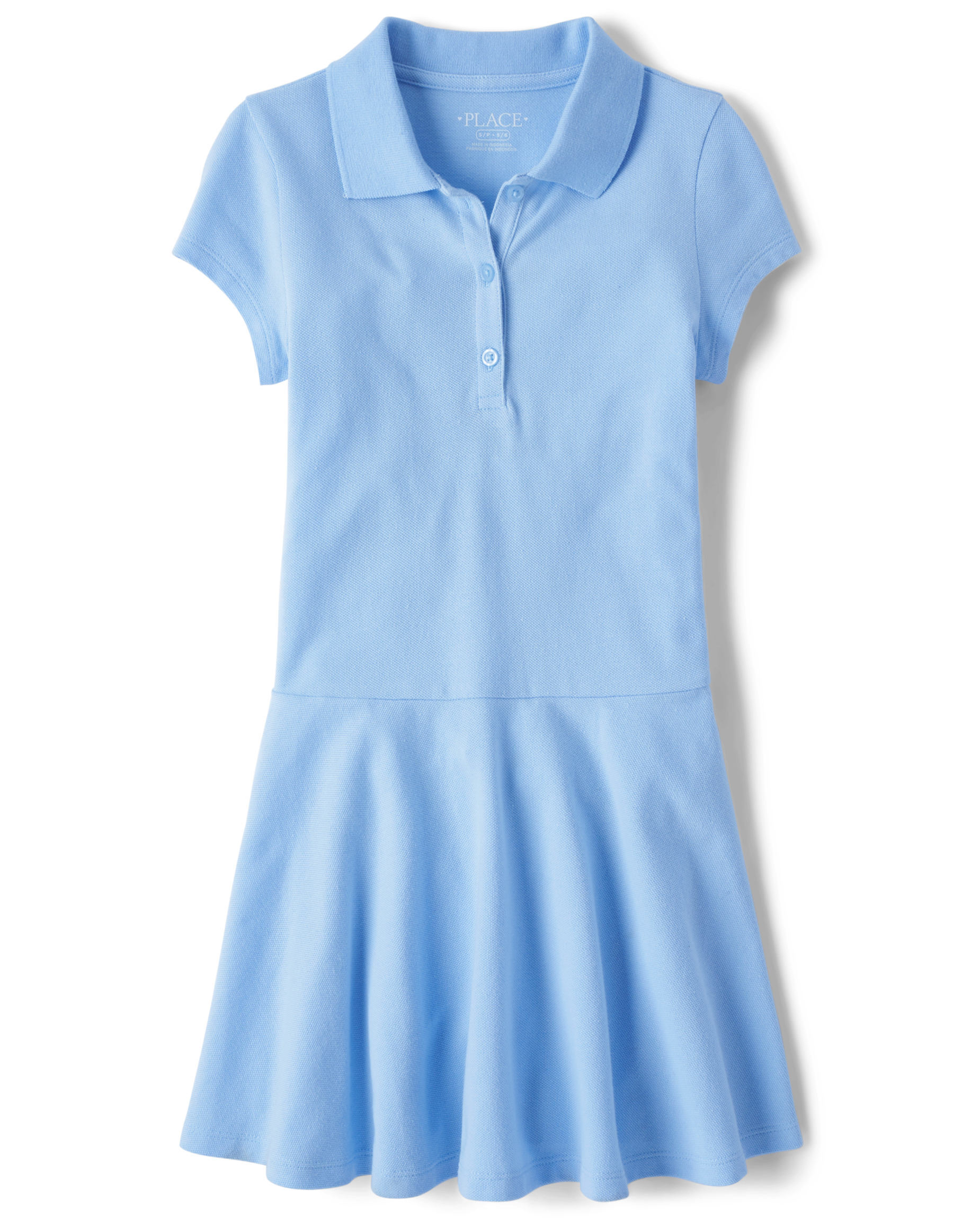 Scalloped Polo Dress / Sサイズ　Baby Blue Girls 8-16 Archive Track Logo Short Sleeve Polo Dress