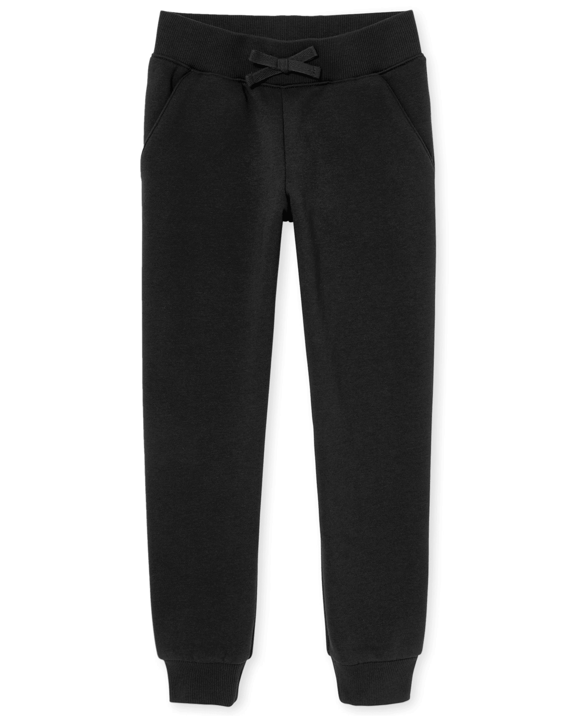 Girls Uniform Active French Terry Knit Jogger Pants - BLACK