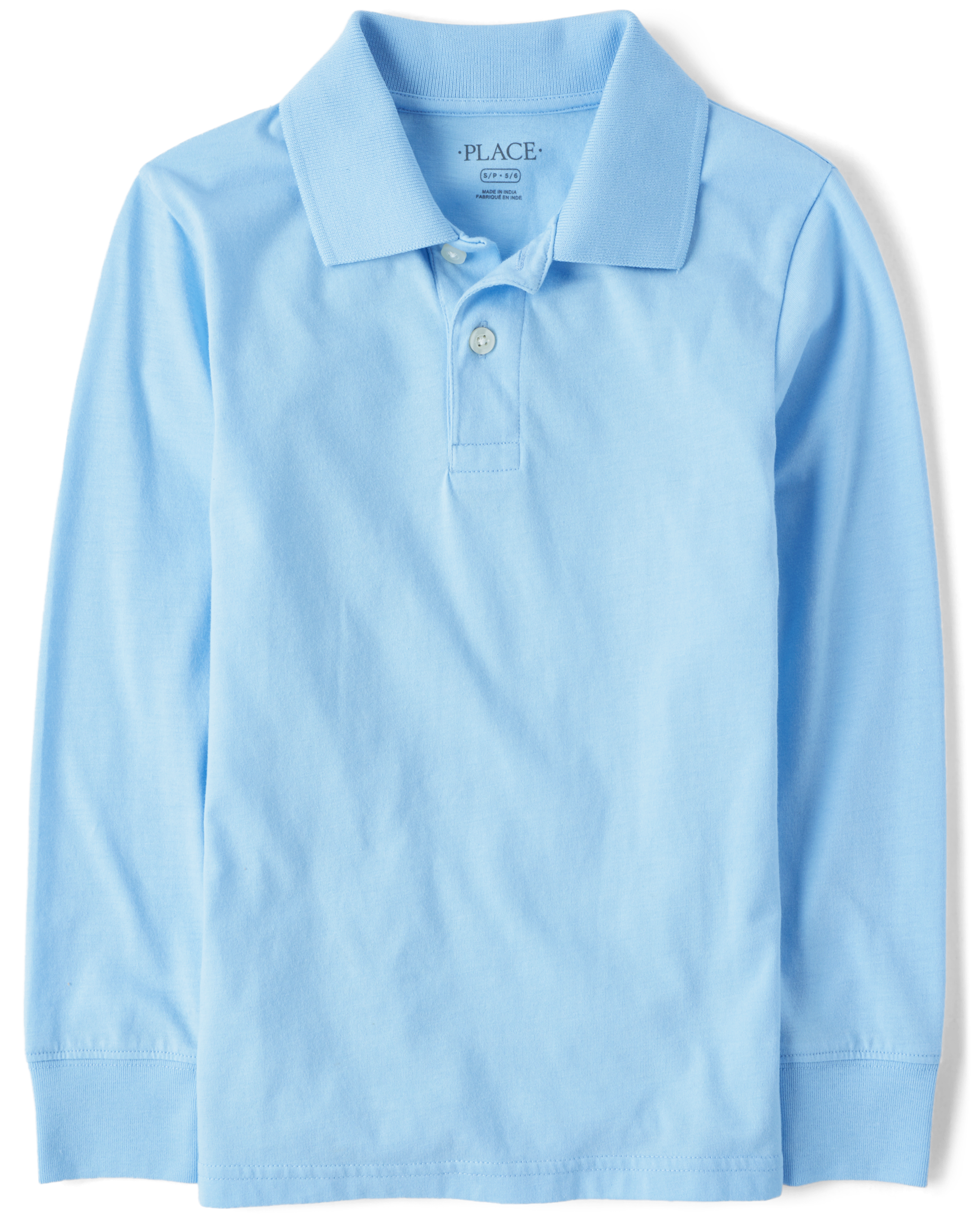 Polo de jersey suave de manga larga uniforme para niños - WHITE | The  Children's Place, image size:1850x2300
