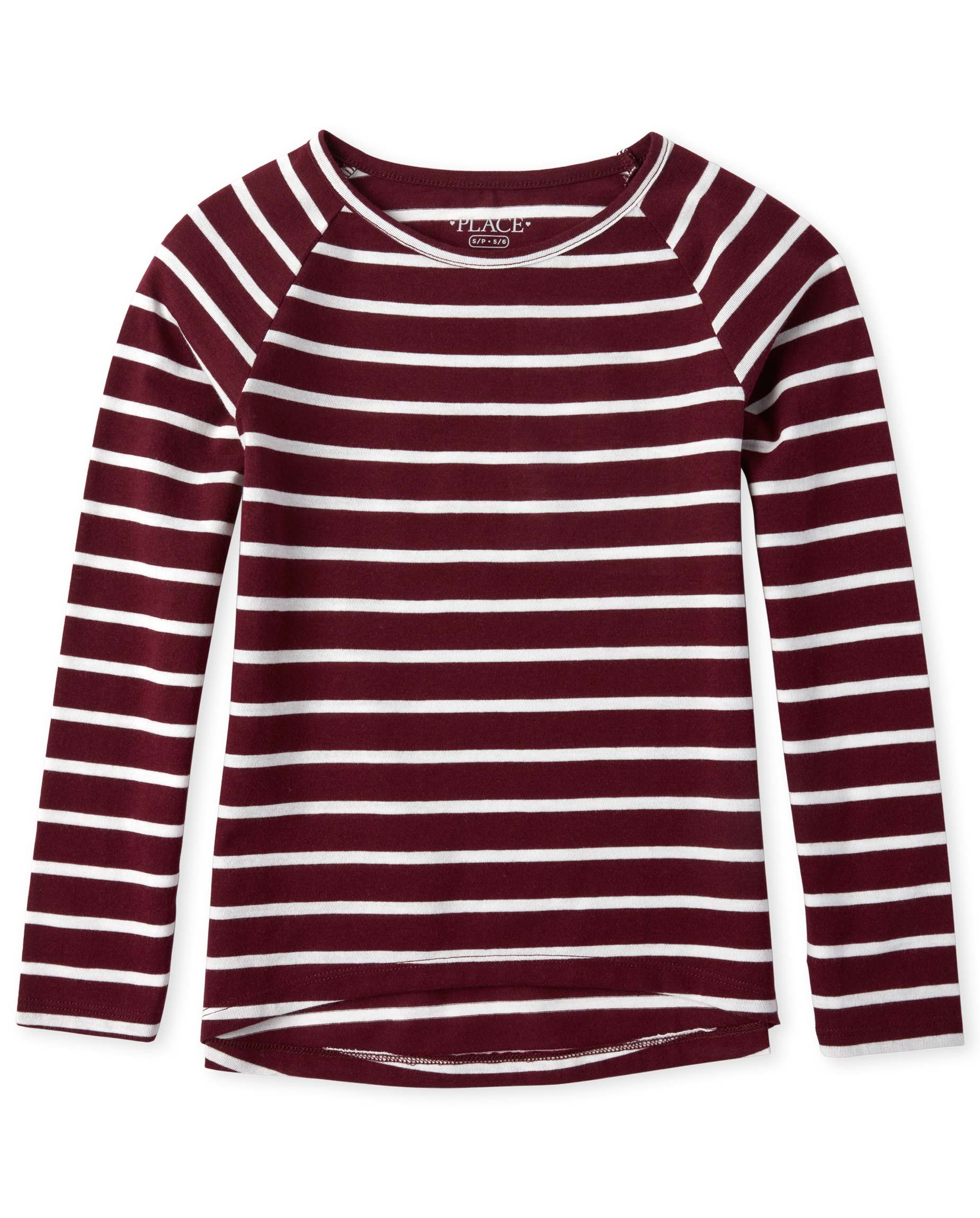 Girls Long Sleeve Striped Basic Layering Tee - PINK | The