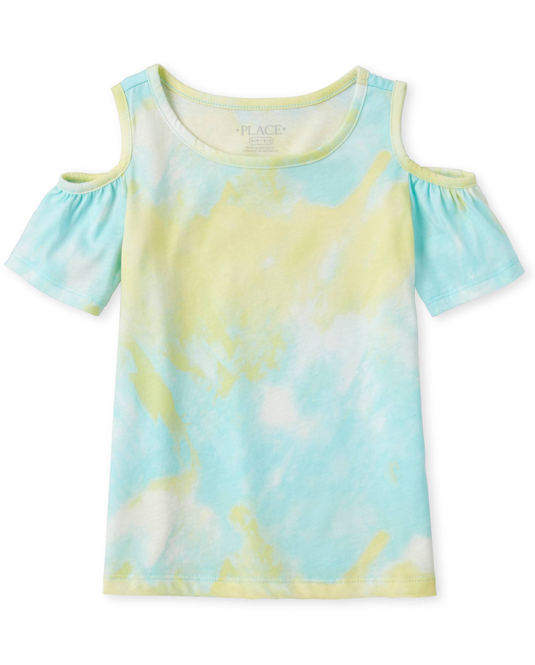 Girls Mix And Match Short Sleeve Print Cold Shoulder Top