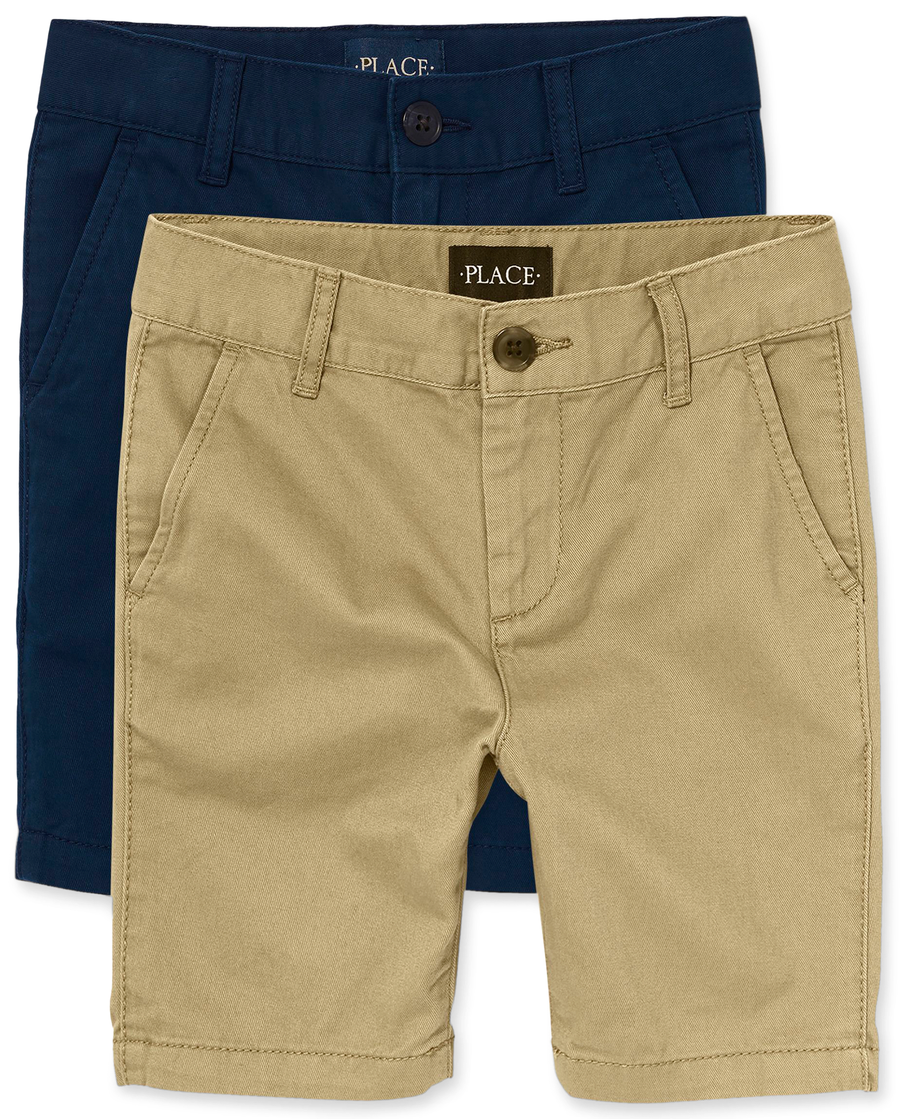 Boys Uniform Twill Woven Stretch Chino Shorts 2-Pack - MULTI