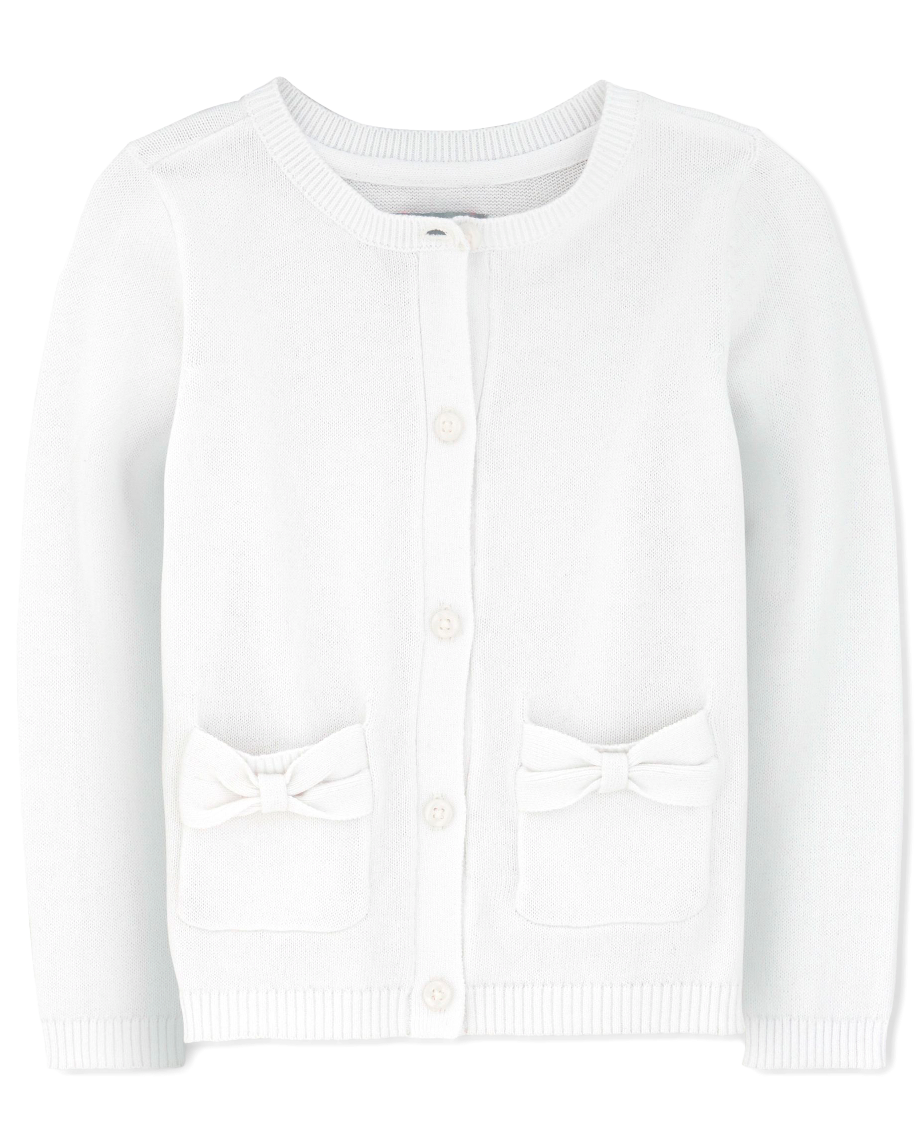 Toddler Girls Uniform Long Sleeve Bow Cardigan BLACK The