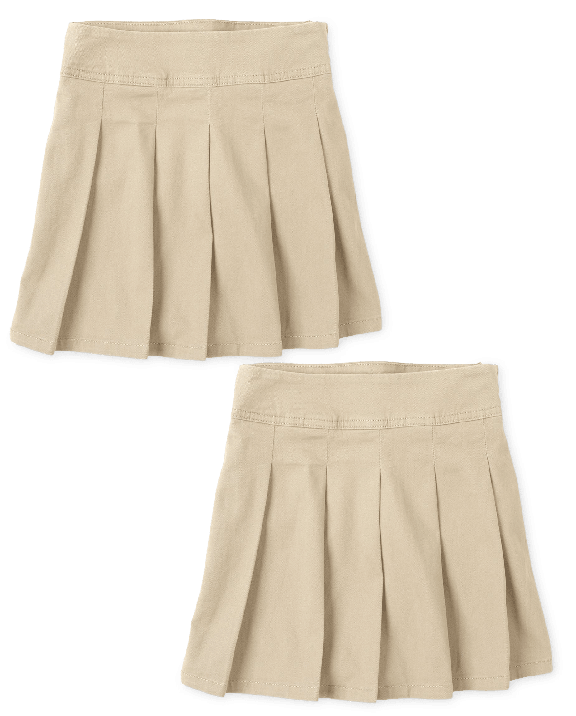 Girls Uniform Regular Twill Woven Pleated Skort 2-Pack TAN The