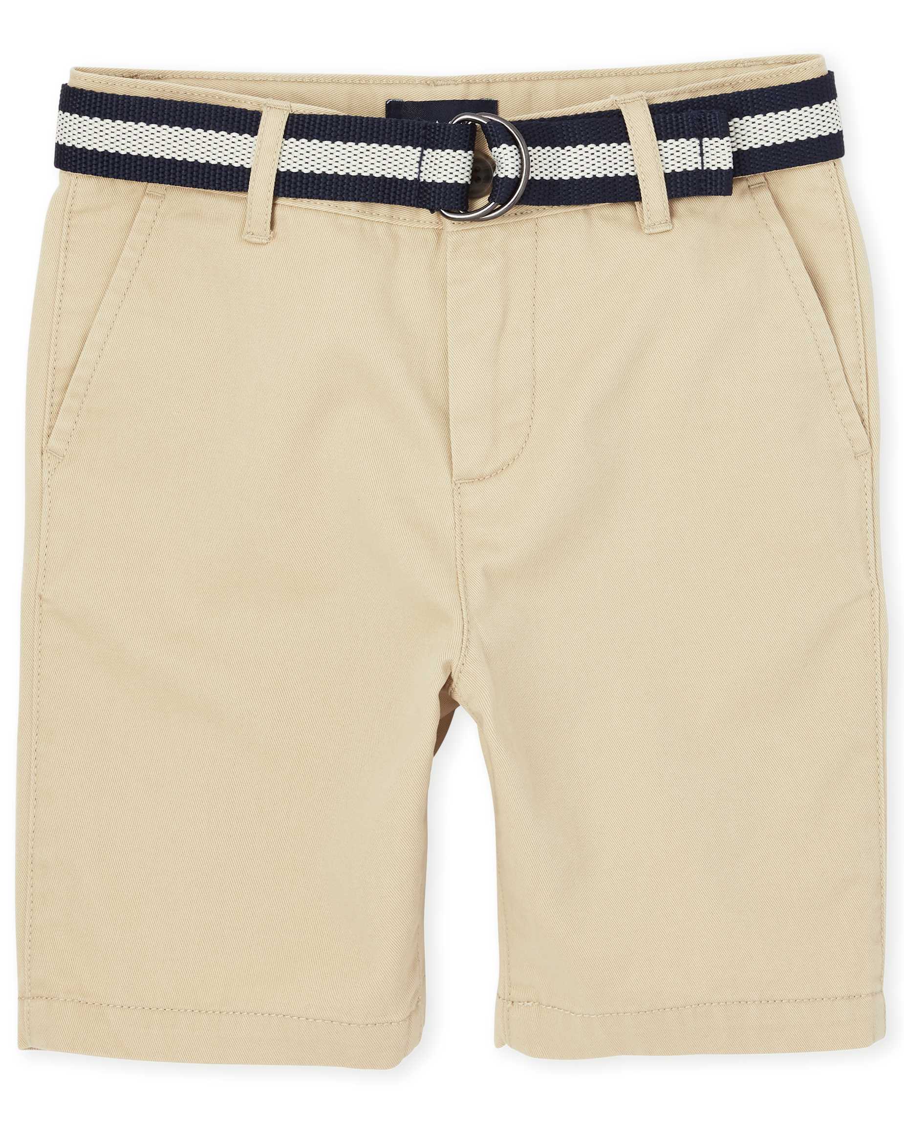 Boys Belted Woven Chino Shorts - BLUE | The Children's Place