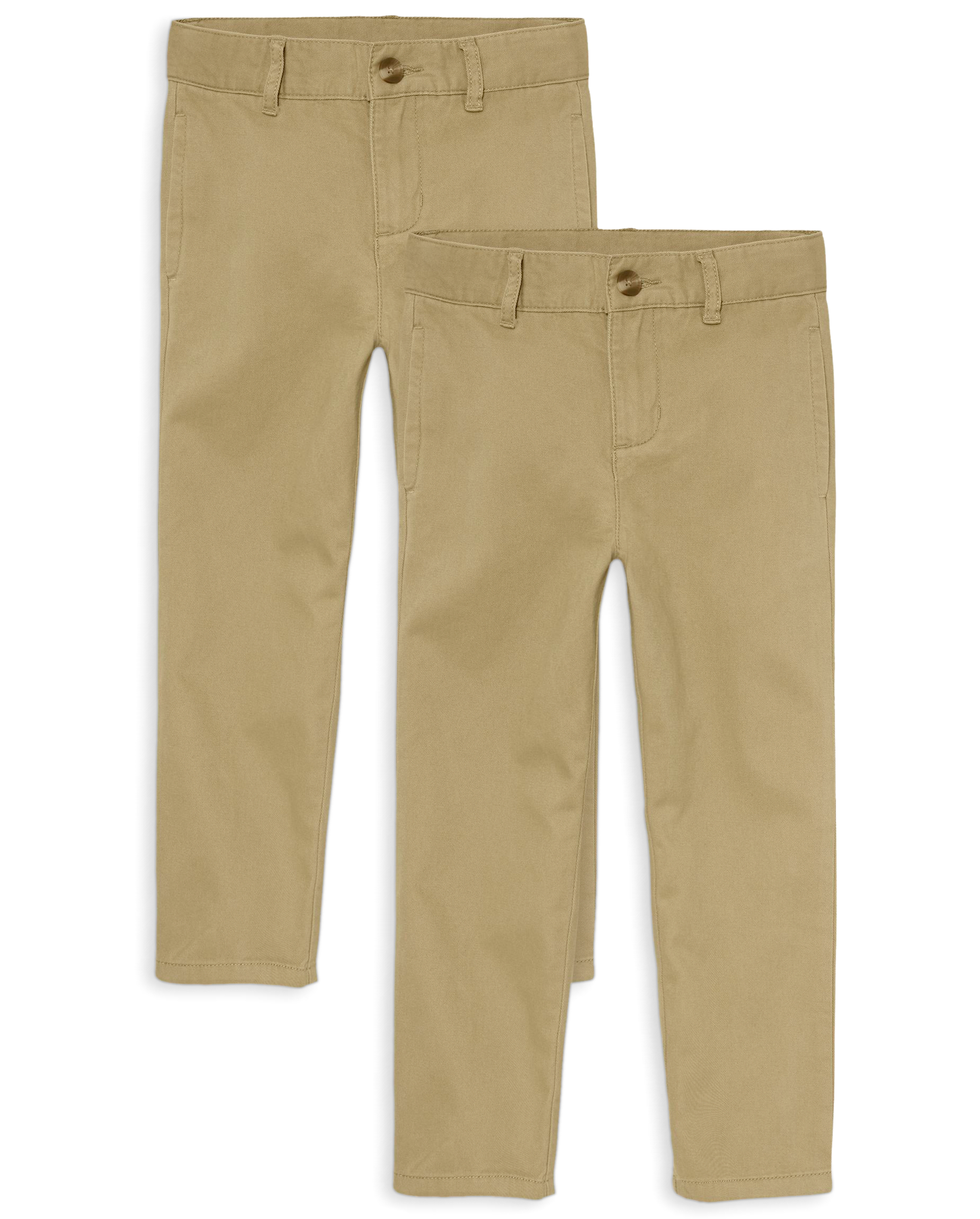 Boys Uniform Stretch Straight Chino Pants 2-Pack - TAN | The