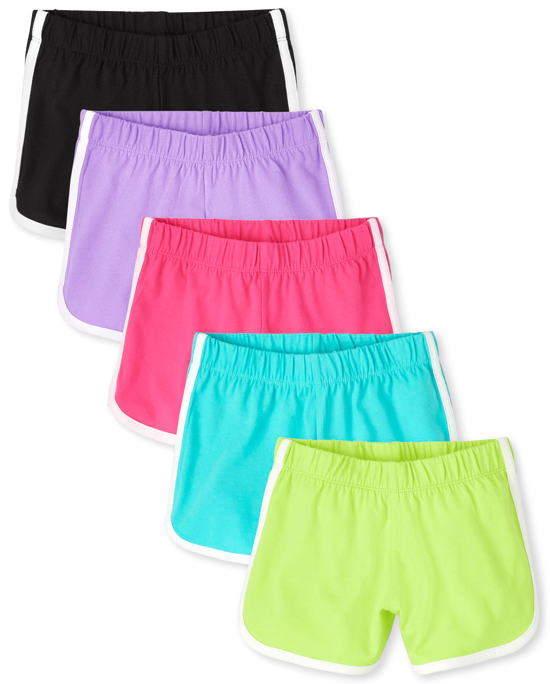 [POLYSOOEM] STRIPE DOLPHIN SHORTS / 追跡付 Girls Mix And Match Knit Dolphin Shorts 5-Pack - PINK | The
