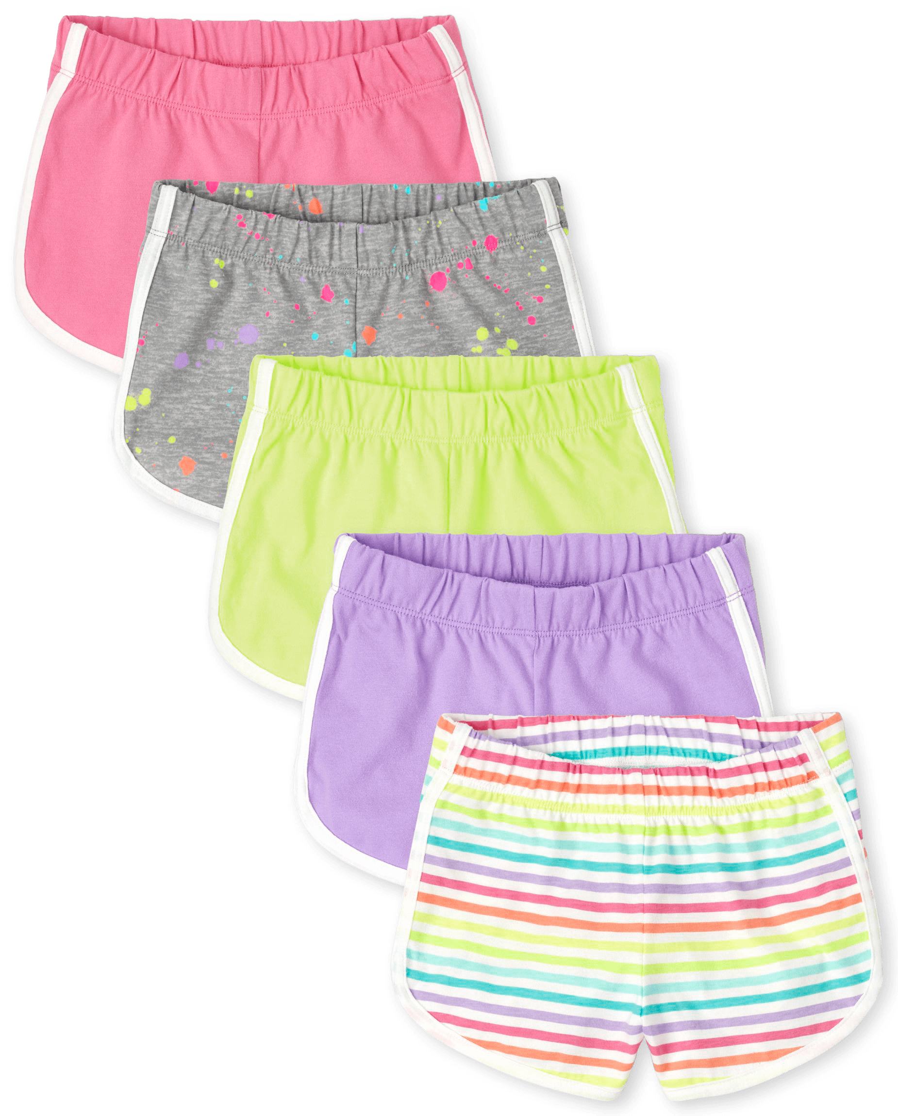 Girls Mix And Match Knit Dolphin Shorts 5-Pack - PINK | The