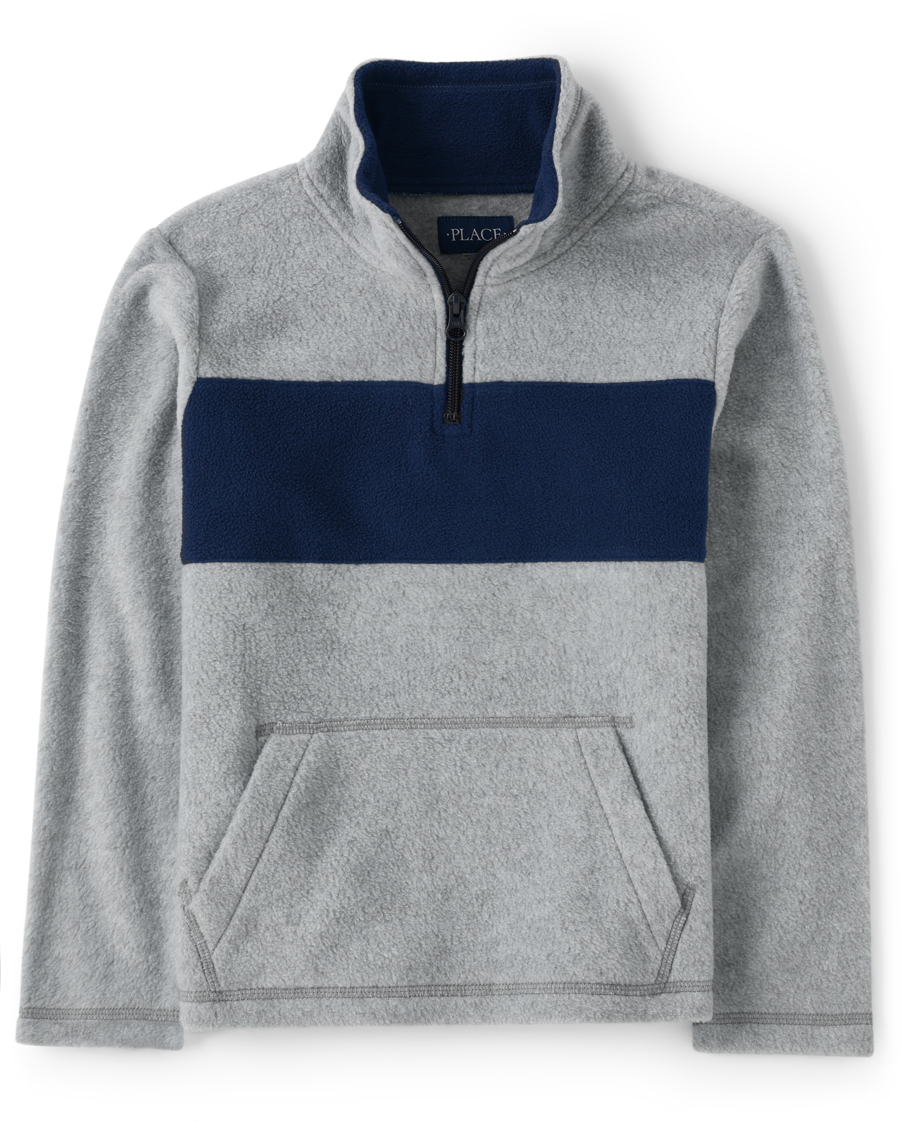 Boys Long Sleeve Colorblock Microfleece Half Zip Pullover - GRAY