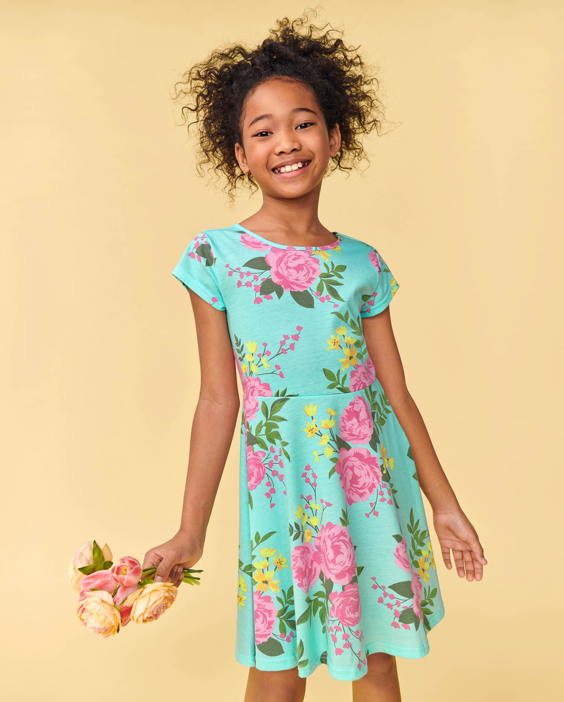 A2z4kids Girls Off-Shoulder Skater Dress - Floral Print Summer Party Dress, Sizes 7-13 Years