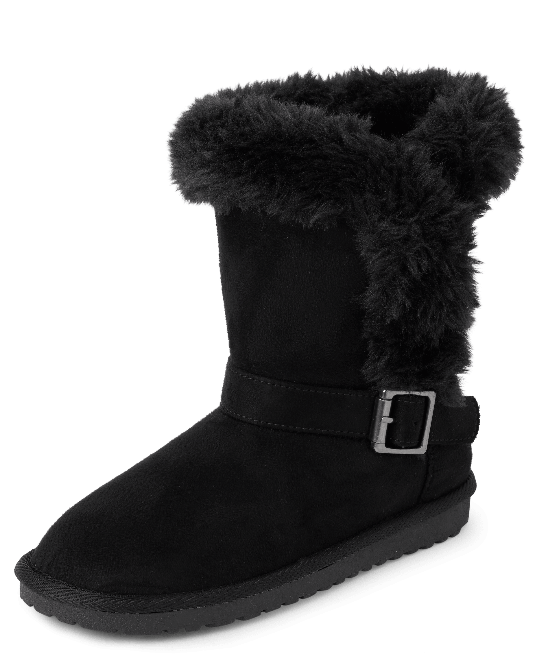 Girls Buckle Faux Fur Chalet Boots BLACK The Children's Place