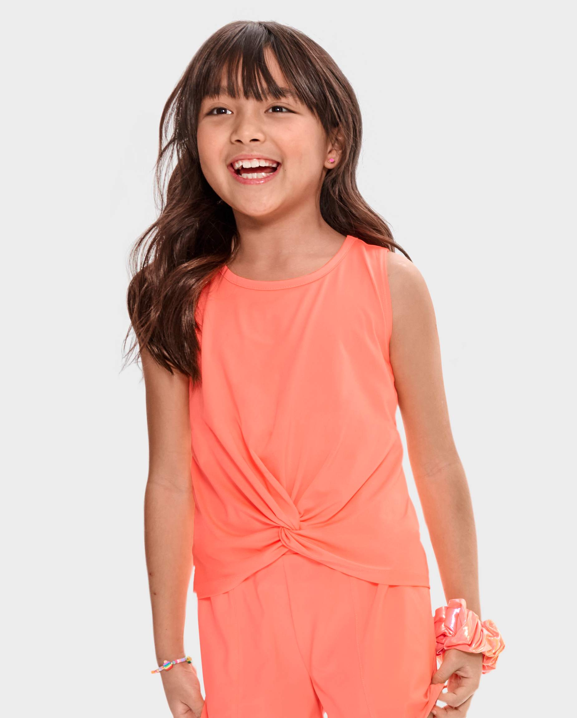Girls Mix And Match Sleeveless Quick Dry Twist Front Tank