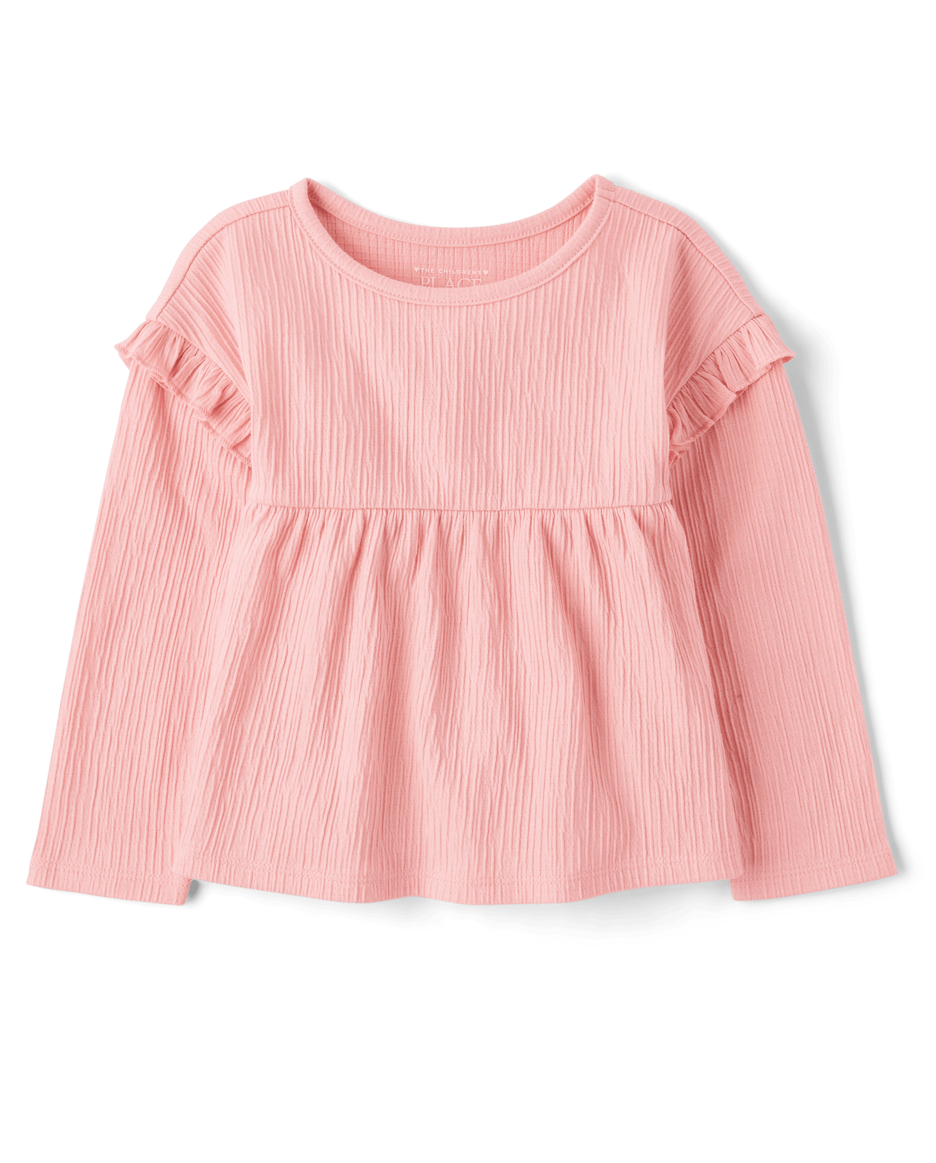 Baby And Toddler Girls Long Sleeve Babydoll Top - PINK | The