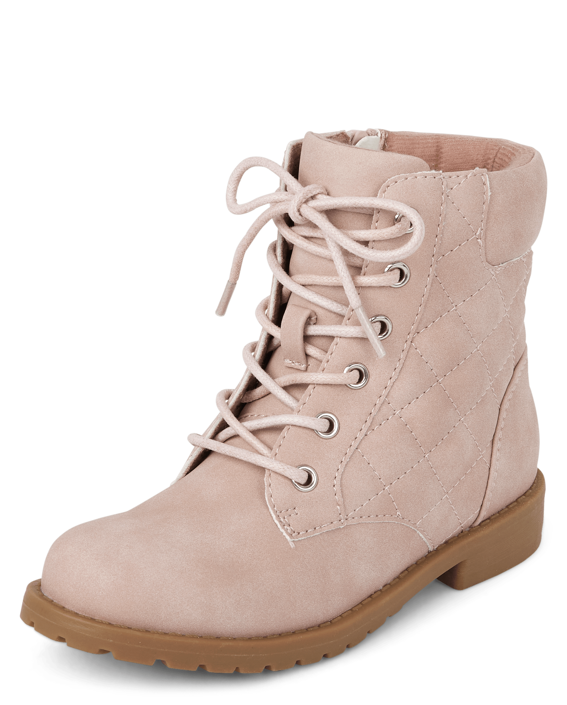 Girls Quilted Lace Up Booties - TAN | The Children