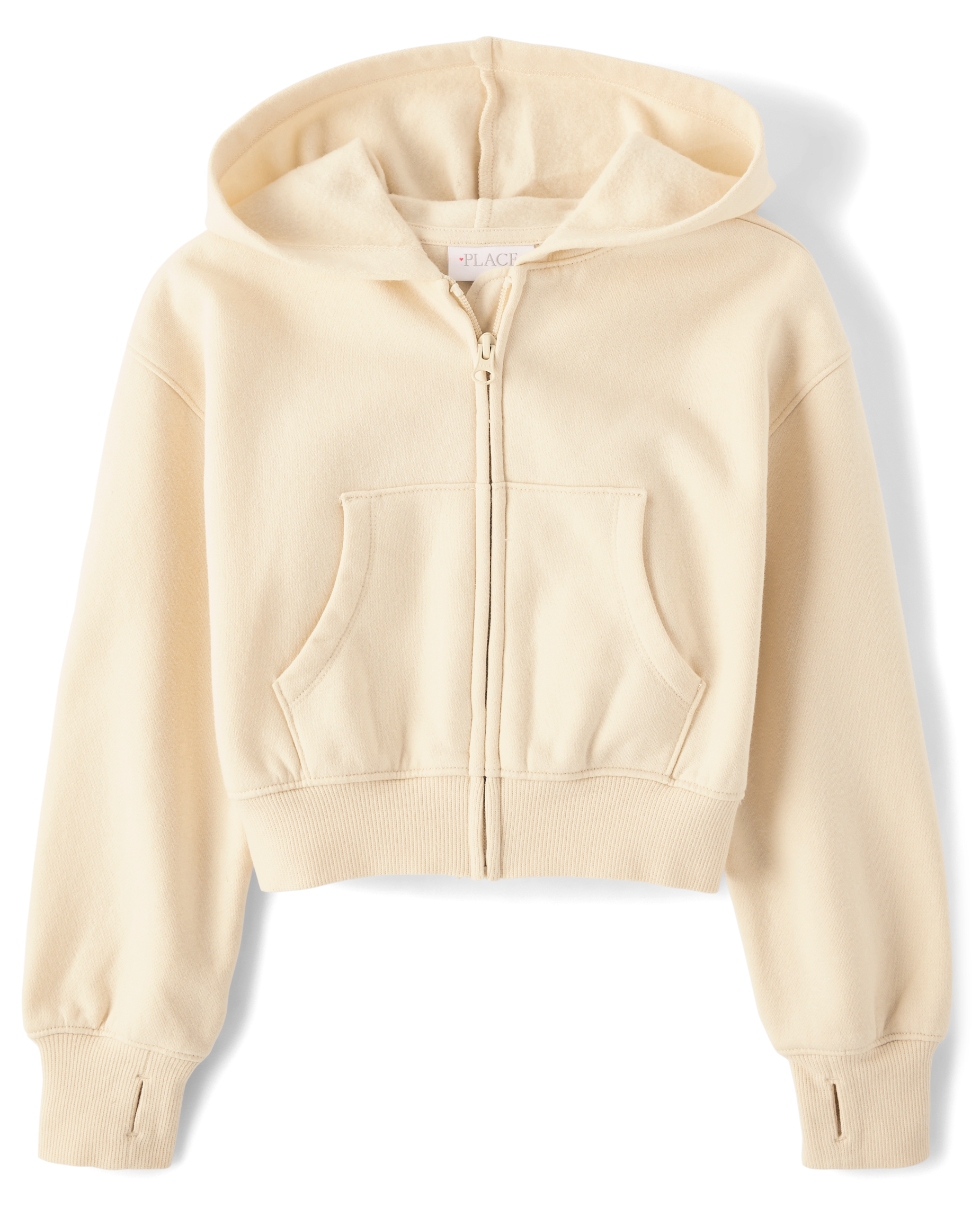 トップス commongullproducts. ziphoodie 25spring. Girls Long Sleeve Fleece Cropped Zip Up Hoodie - PINK | The