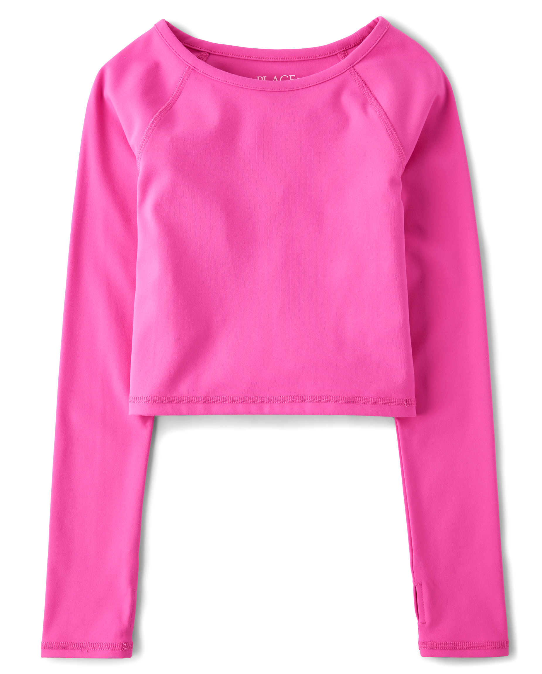 Girls Active Long Sleeve Cropped Raglan Top - PINK | The