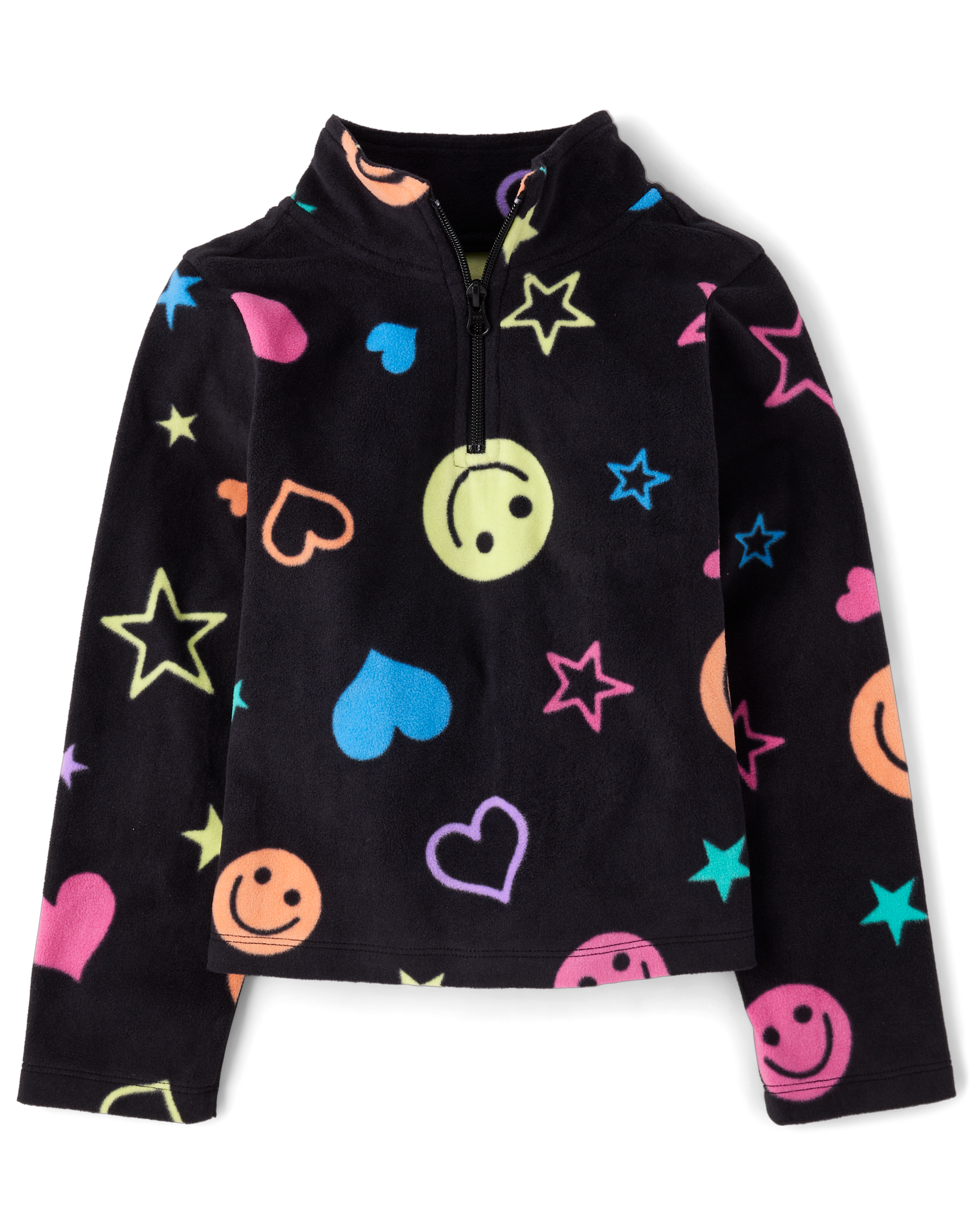 Girls Long Sleeve Print Microfleece Half Zip Pullover