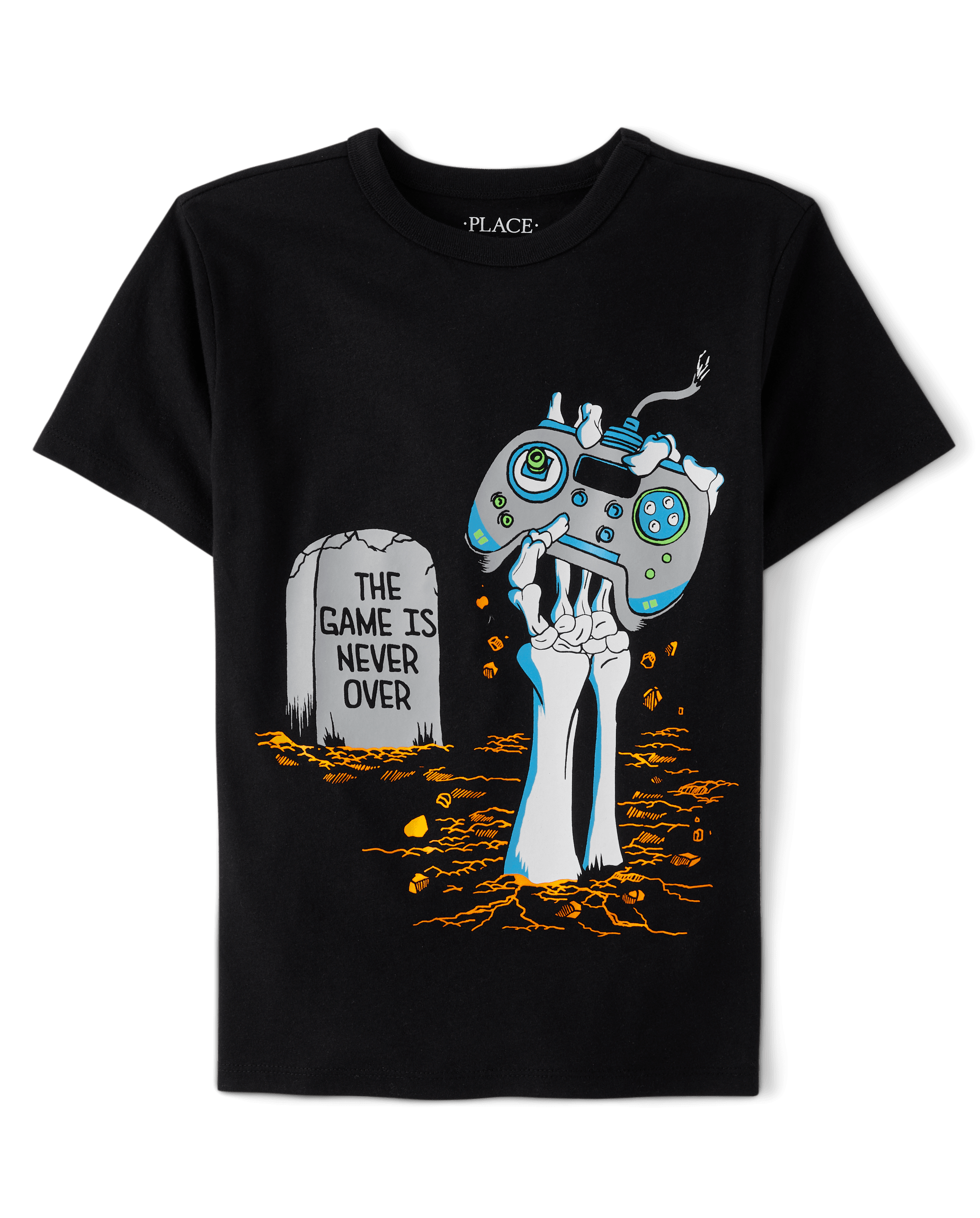 Boys Short Sleeve Halloween Sports Balls Graphic Tee - BLACK