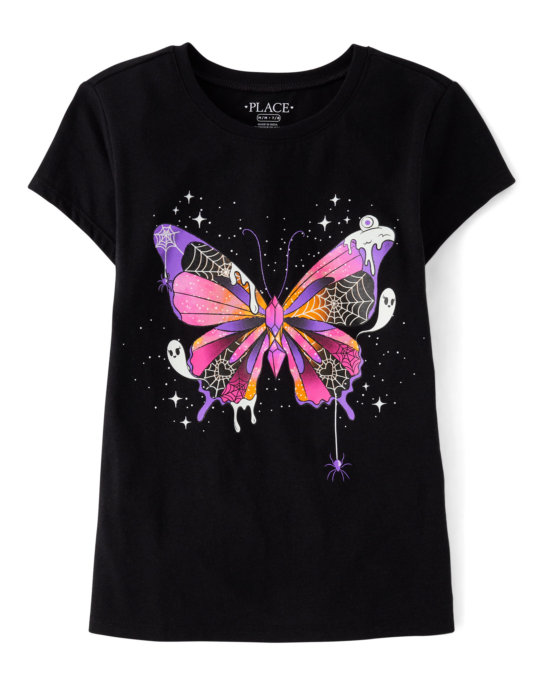 Girls Short Sleeve Witch Cat Graphic Tee - PURPLE | The