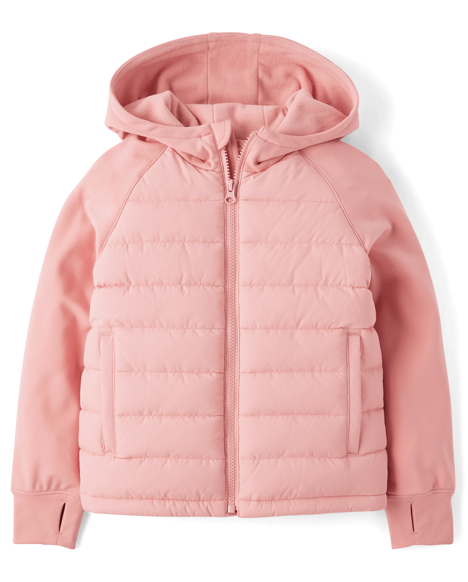 Girls Long Sleeve Cozy Tech Microfleece Lined Puffer Jacket