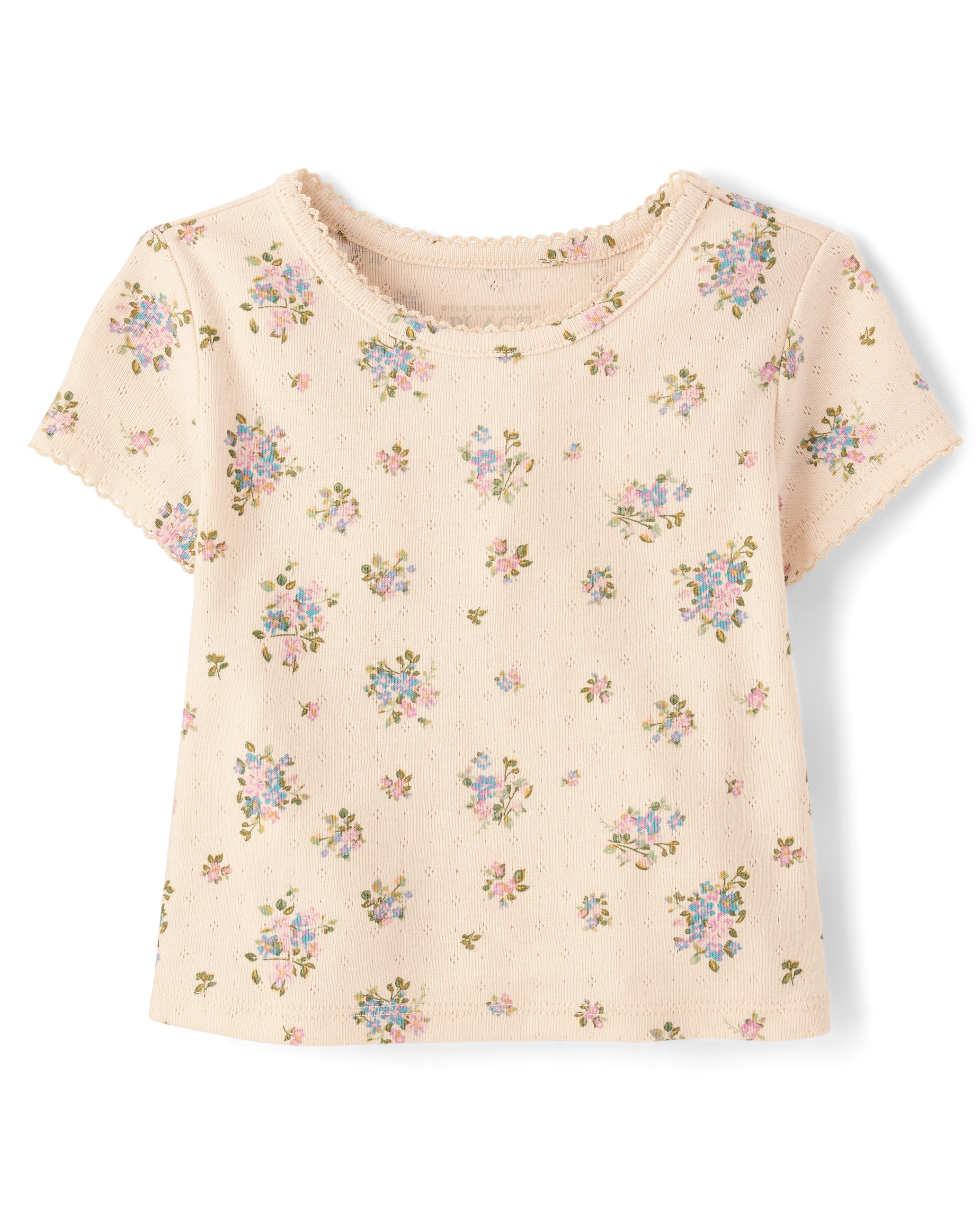 新品 25SS Balloon Tee - Dove Pointelle 2Y Baby And Toddler Girls Short Sleeve Floral Pointelle Baby