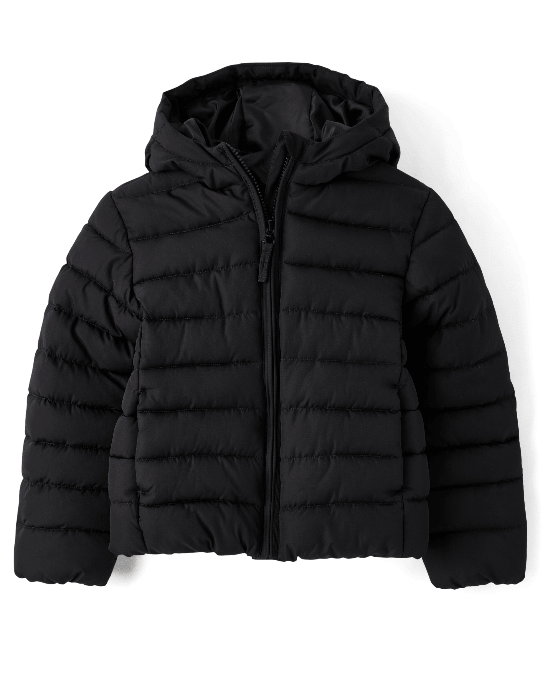 Girls Long Sleeve Hooded Puffer Jacket - BLACK | The