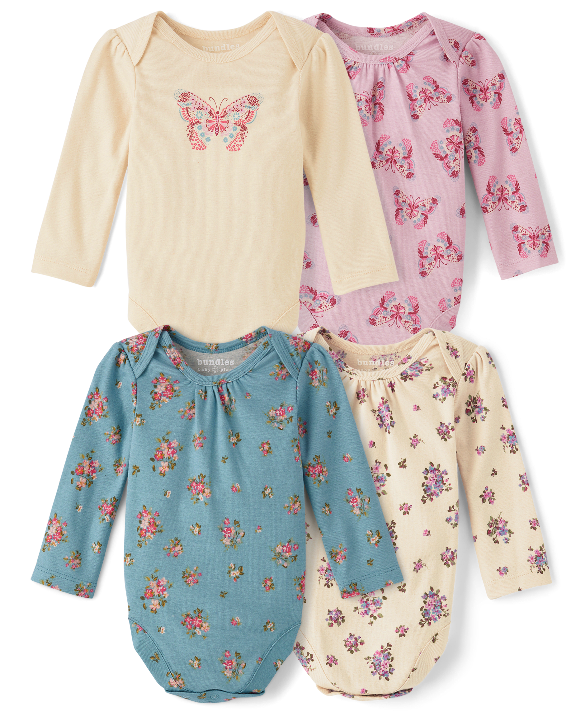 Baby Girls Leopard Bodysuit 4-Pack - WINTER SKY