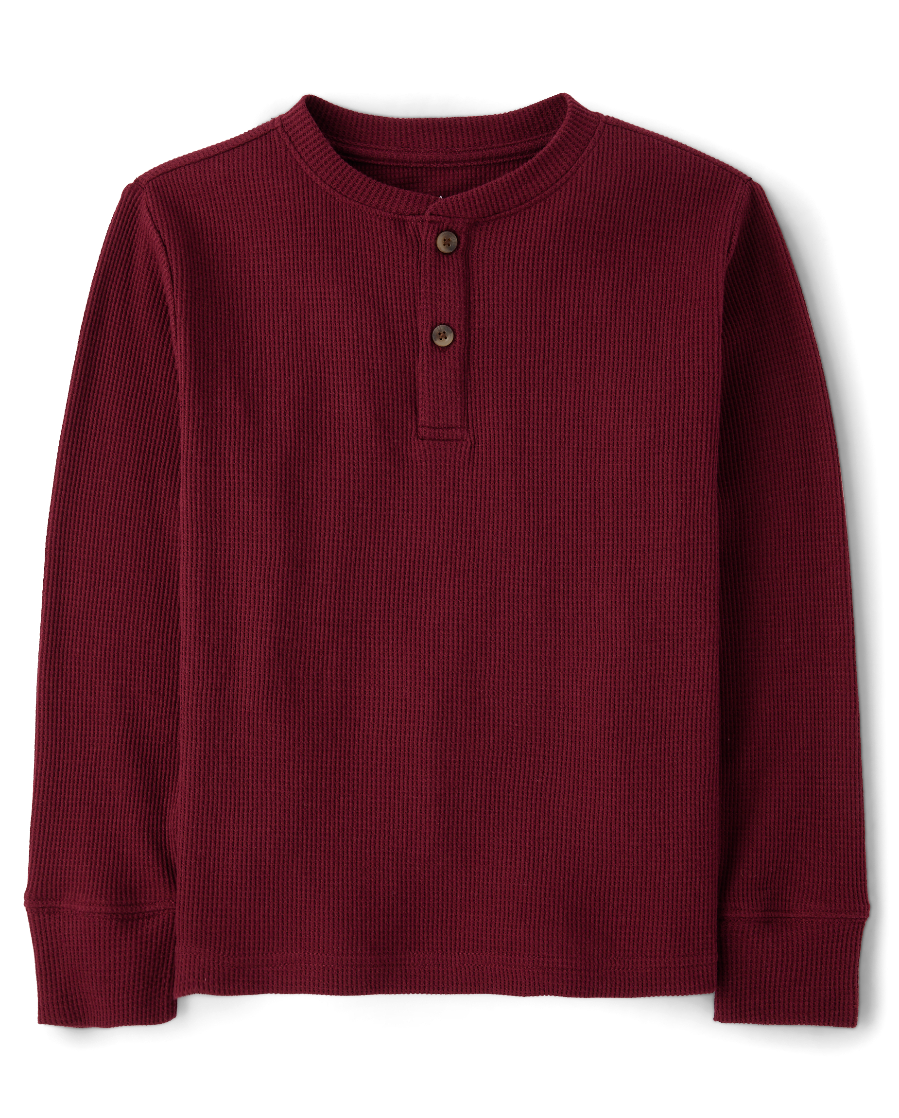 Boys Long Sleeve Thermal Henley Top - BURGUNDY | The Children