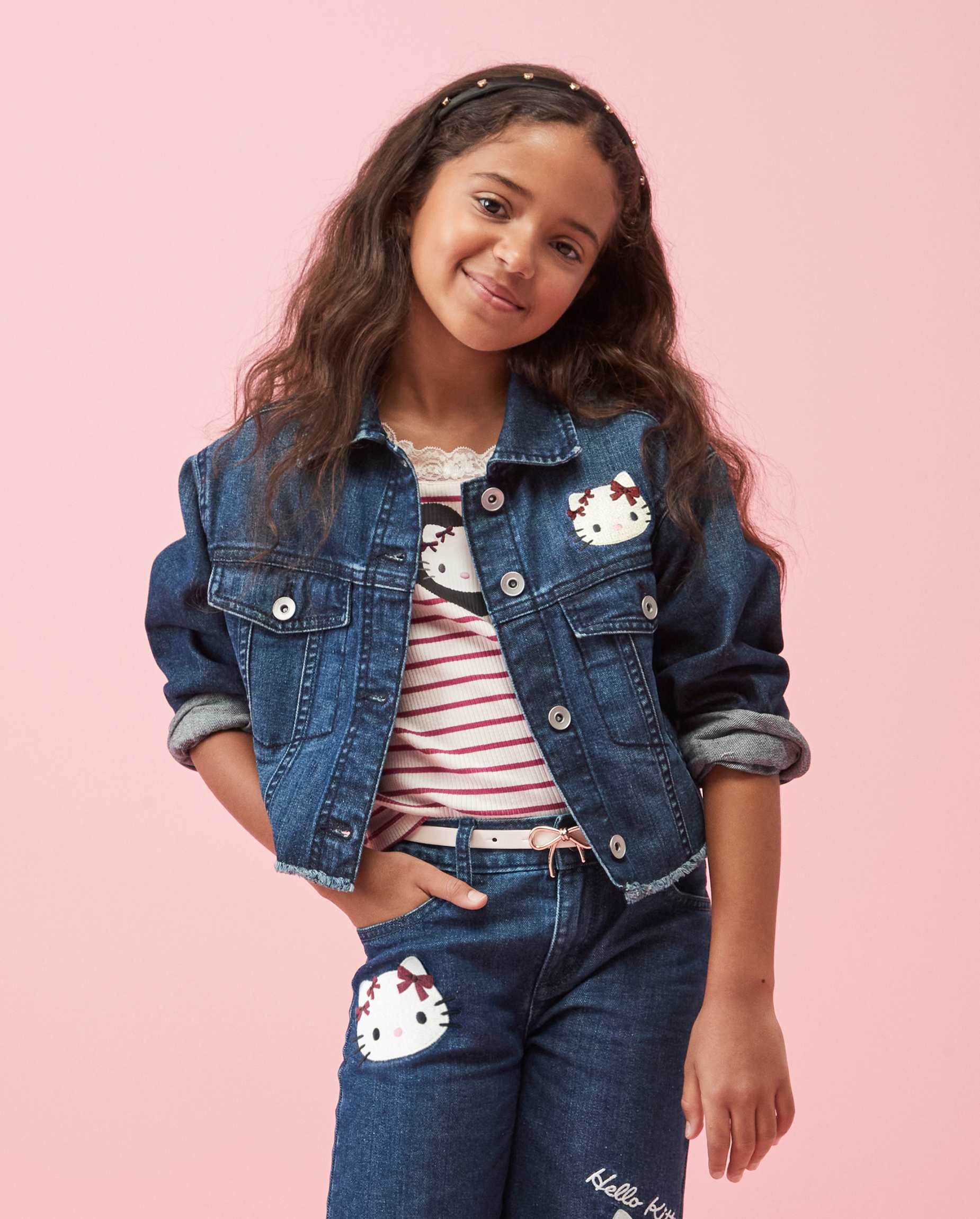Girls Hello Kitty Embroidered Denim Jacket - BLUE | The Children's