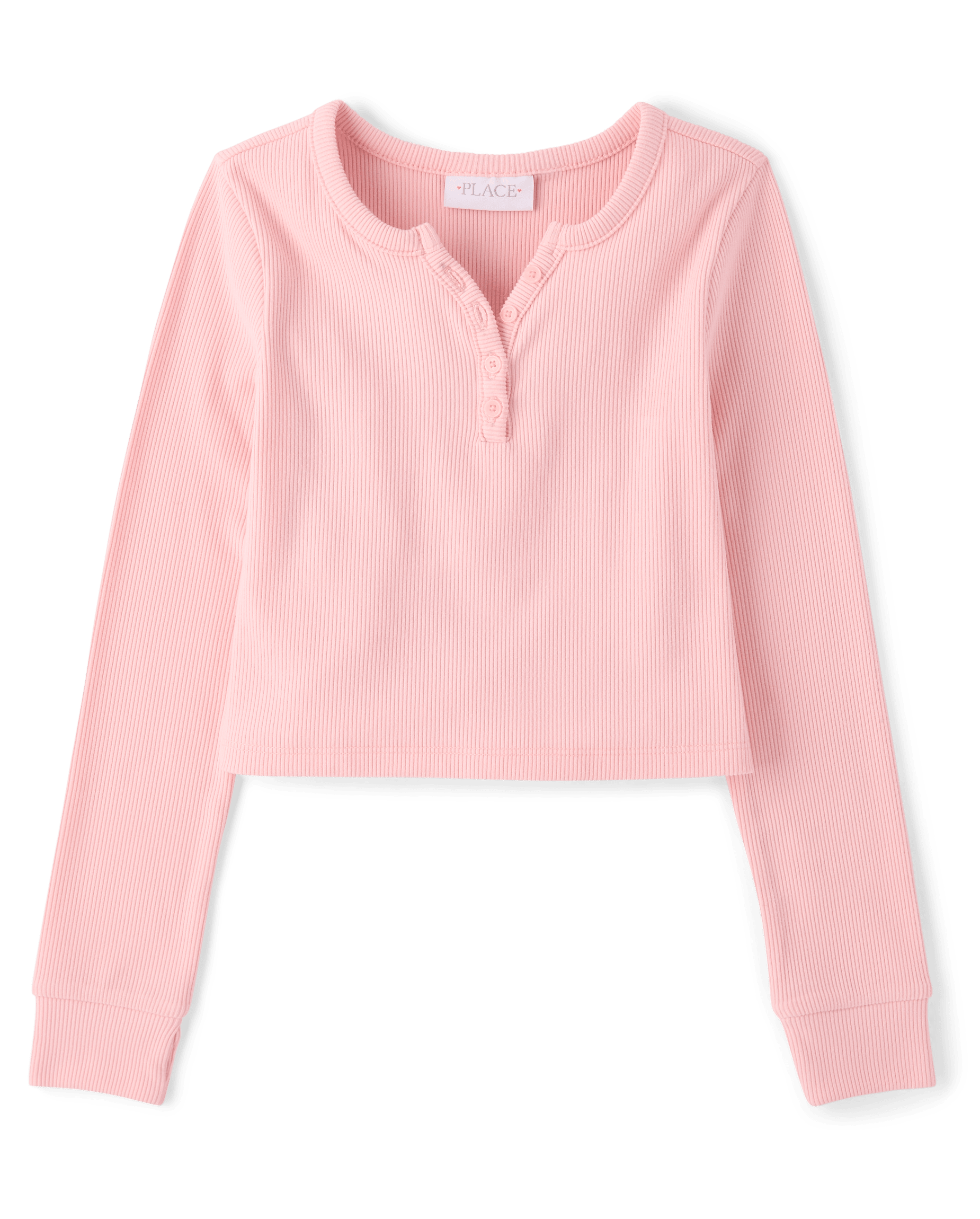 Girls Long Sleeve Sueded Rib Henley Top - BLUE | The Children's Place