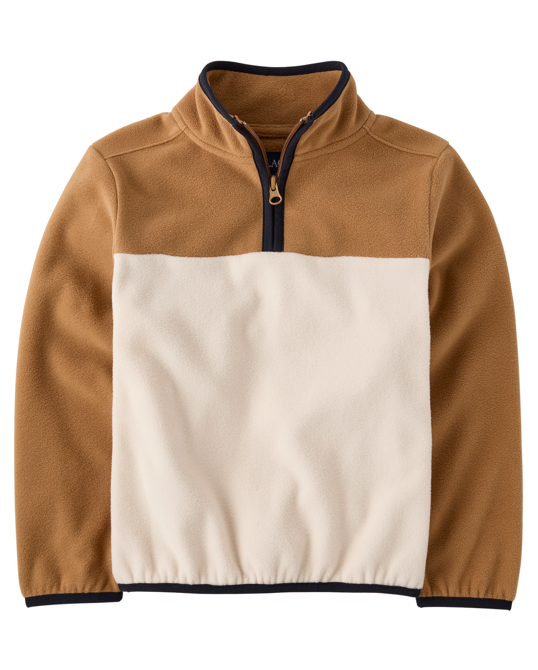 Boys Long Sleeve Colorblock Microfleece Half Zip Pullover - BROWN